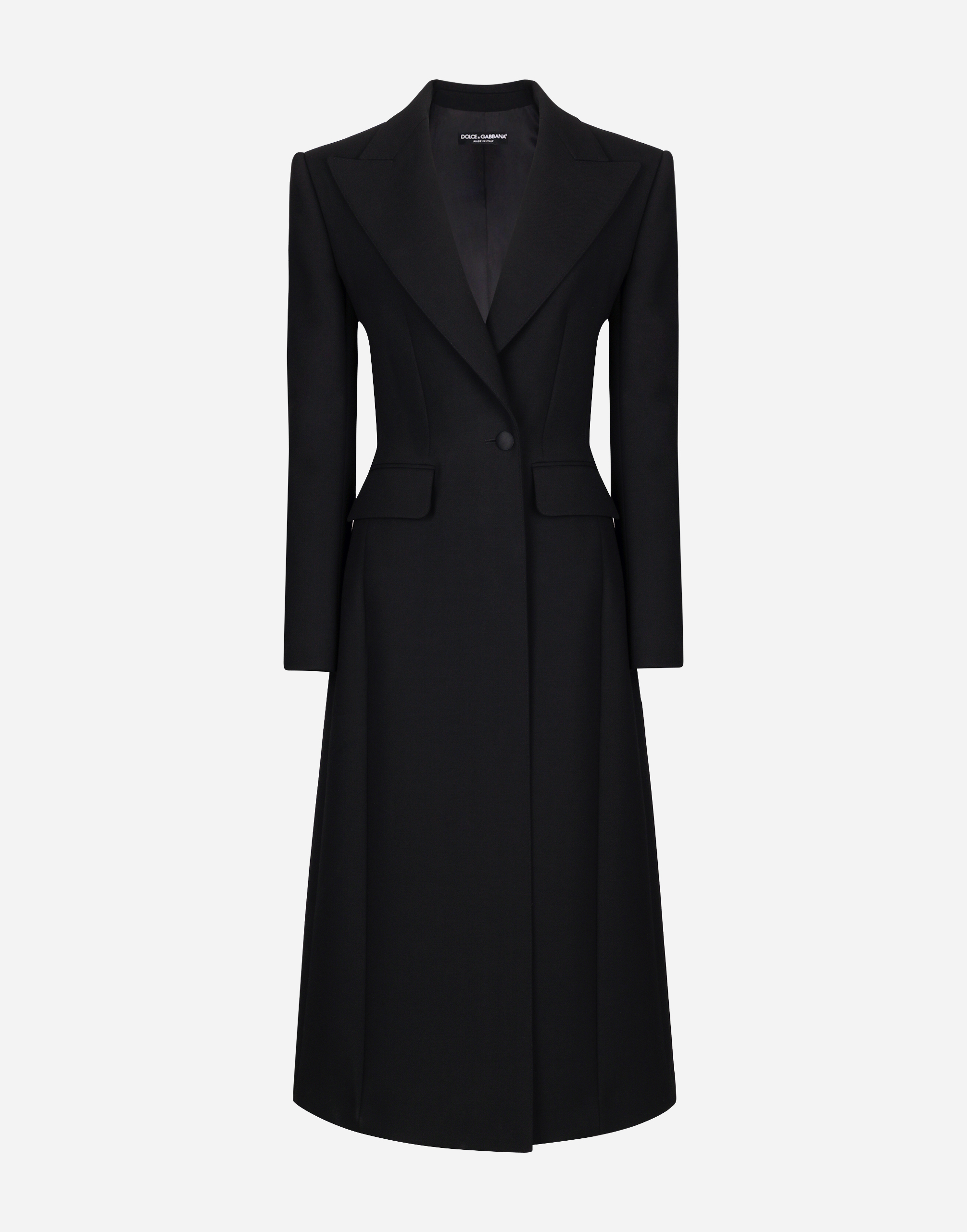 Dolce & Gabbana Long Single-breasted Wool Cady Coat - Woman Coats And Jackets Black Wool