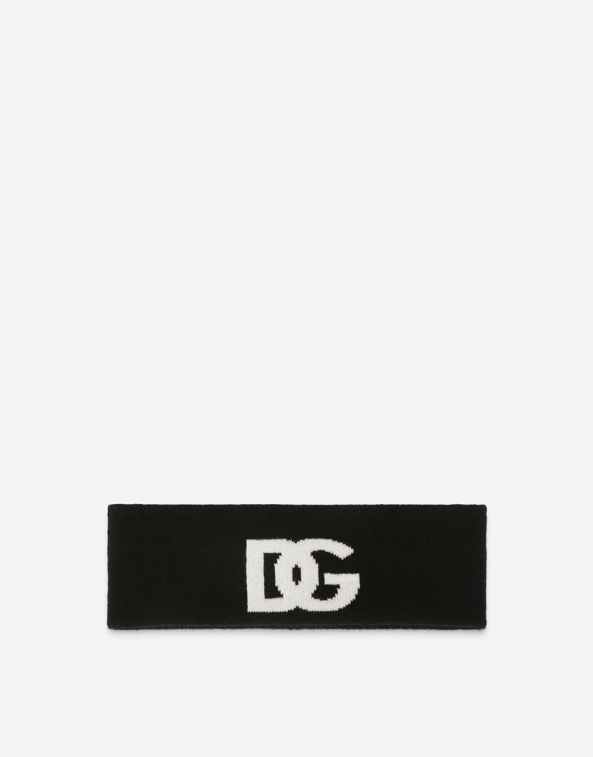 DOLCE & GABBANA CASHMERE JACQUARD HEADBAND WITH DG LOGO