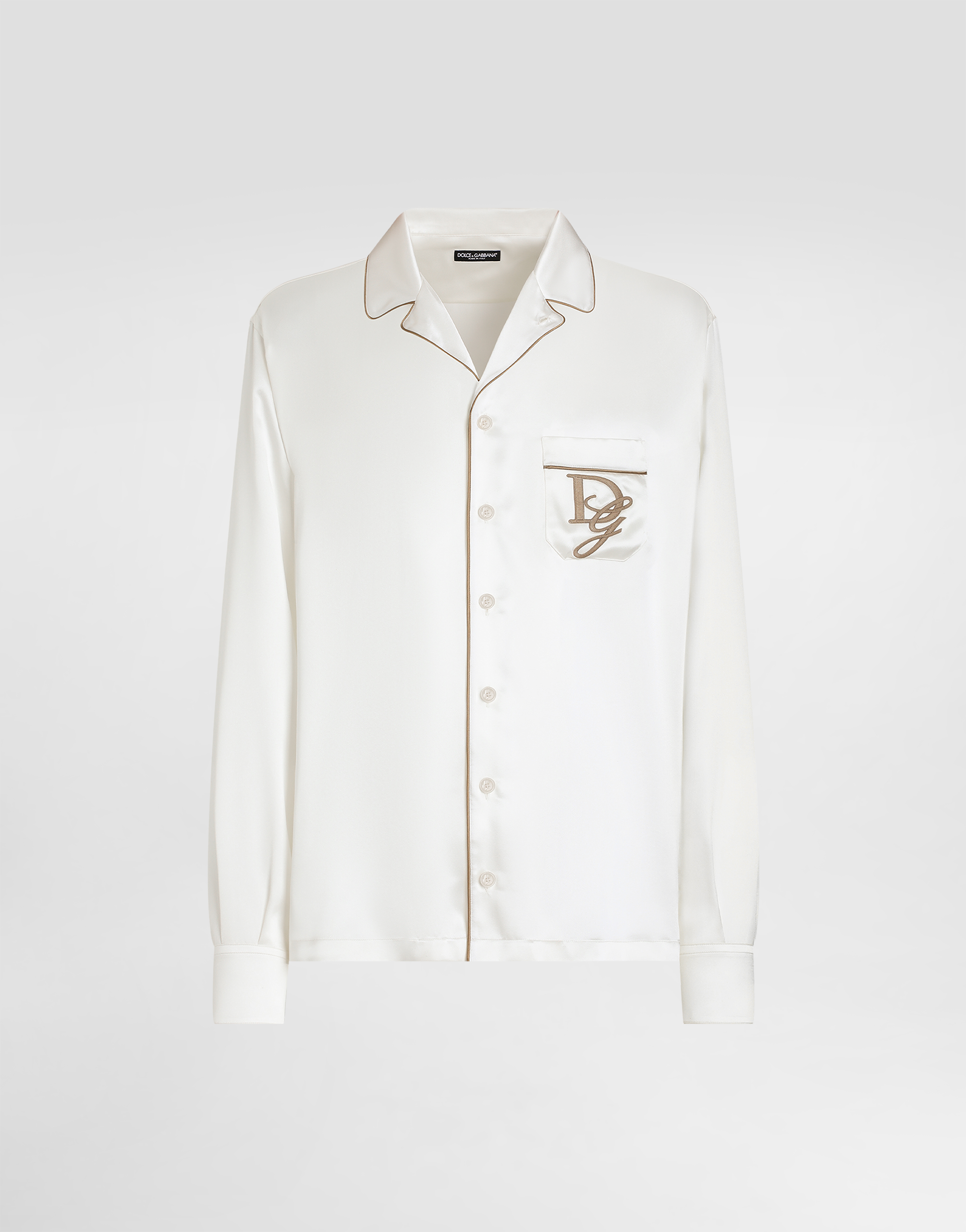 Silk vanity shirt with logo embroidery in White for Men