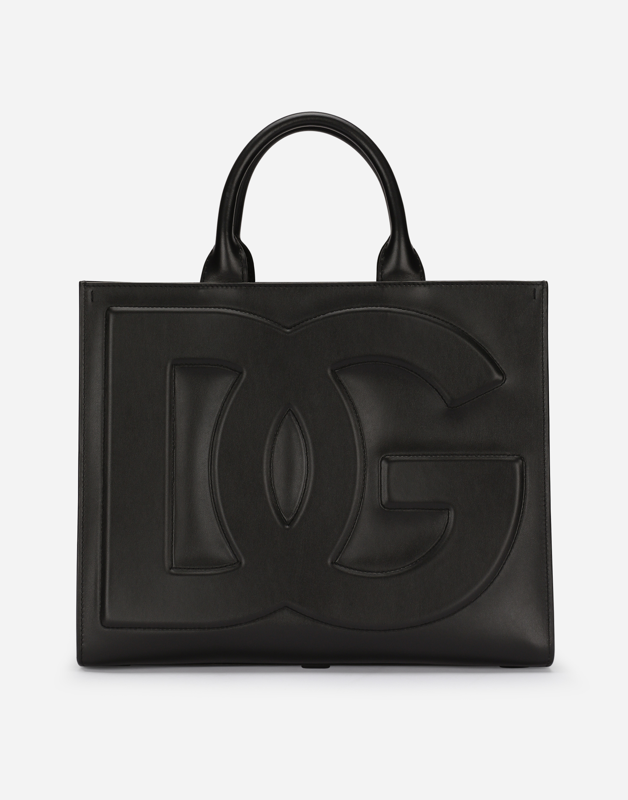 Dolce & Gabbana Medium Calfskin Dg Daily Shopper In Black