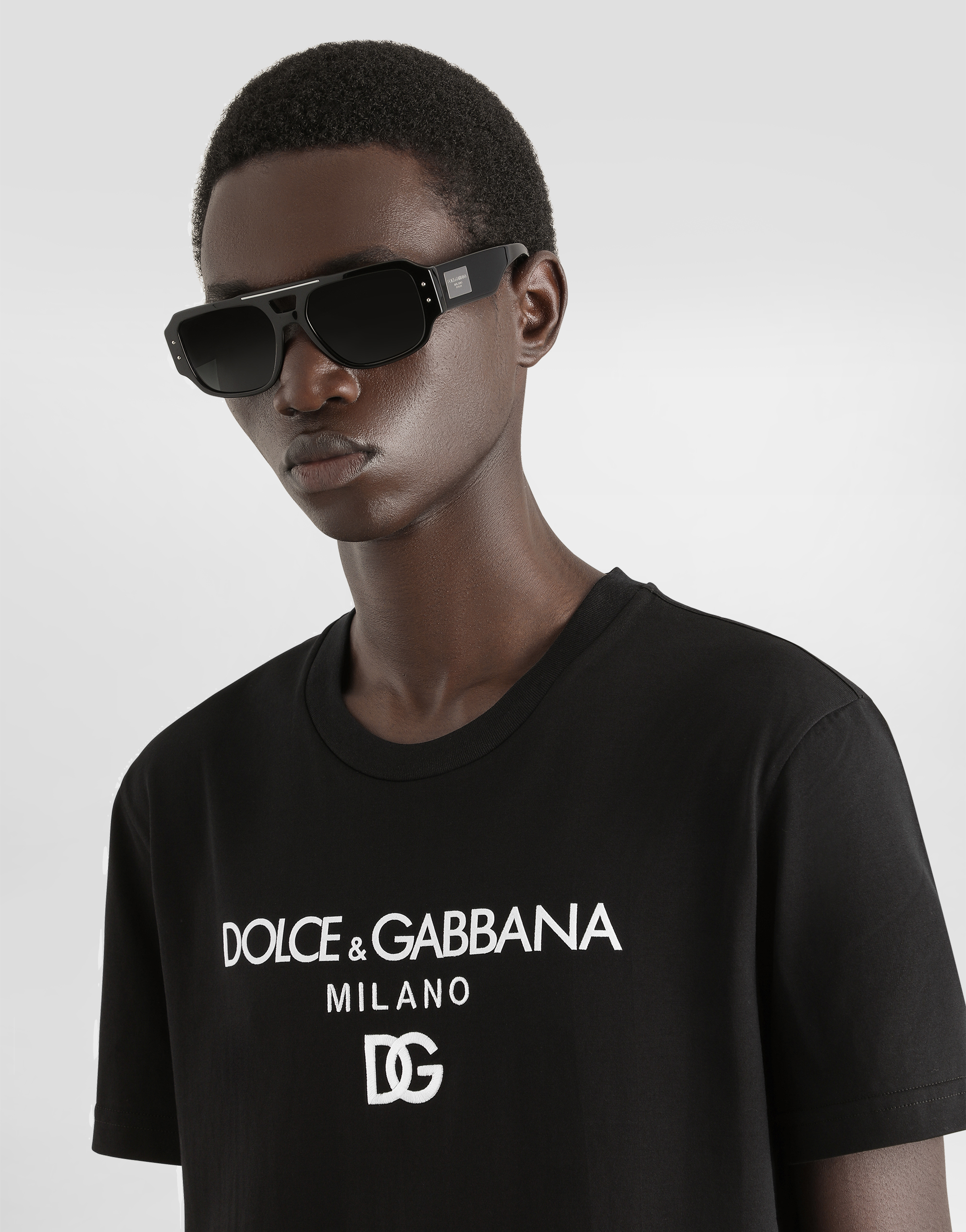 Dolce & Gabbana Jersey Round-neck T-shirt With Dg Milano Embroidery In Black