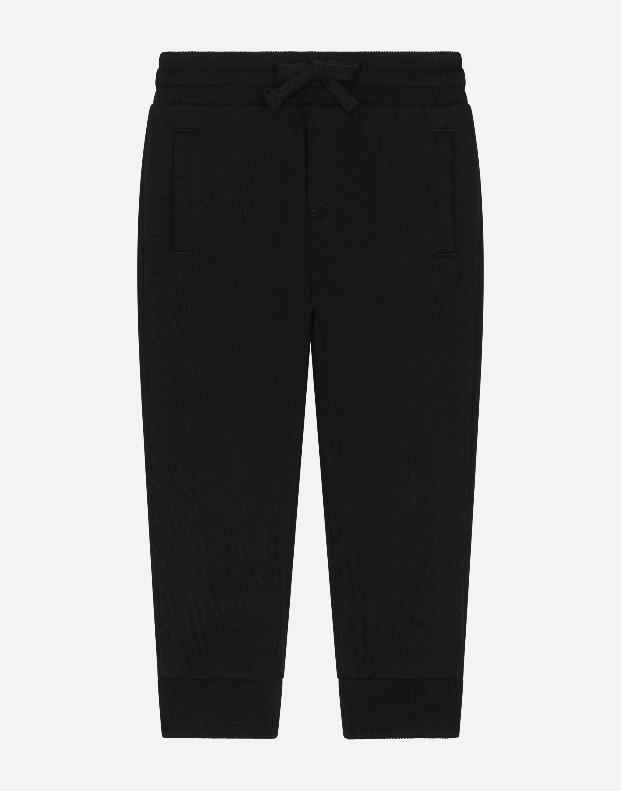 Dolce & Gabbana Kids' Jersey Jogging Trousers With Logo Tag In Black