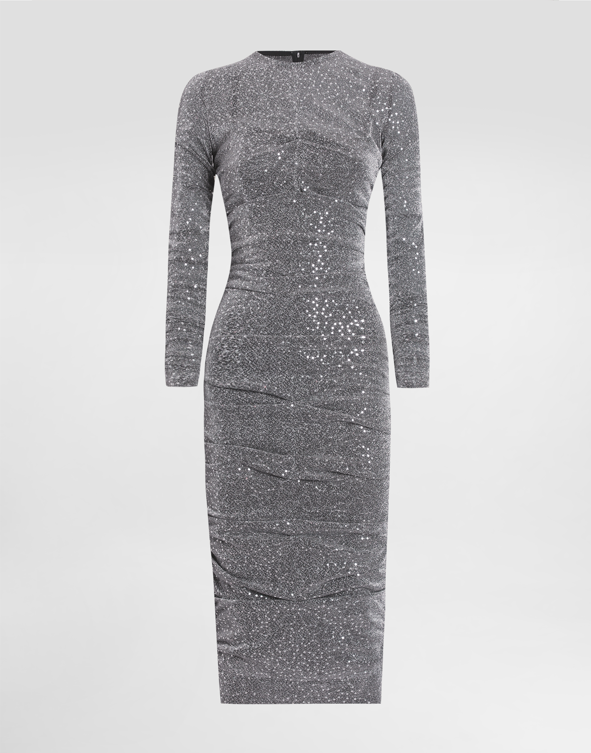Dolce & Gabbana Sequined Draped Calf-length Dress - Woman Dresses Silver