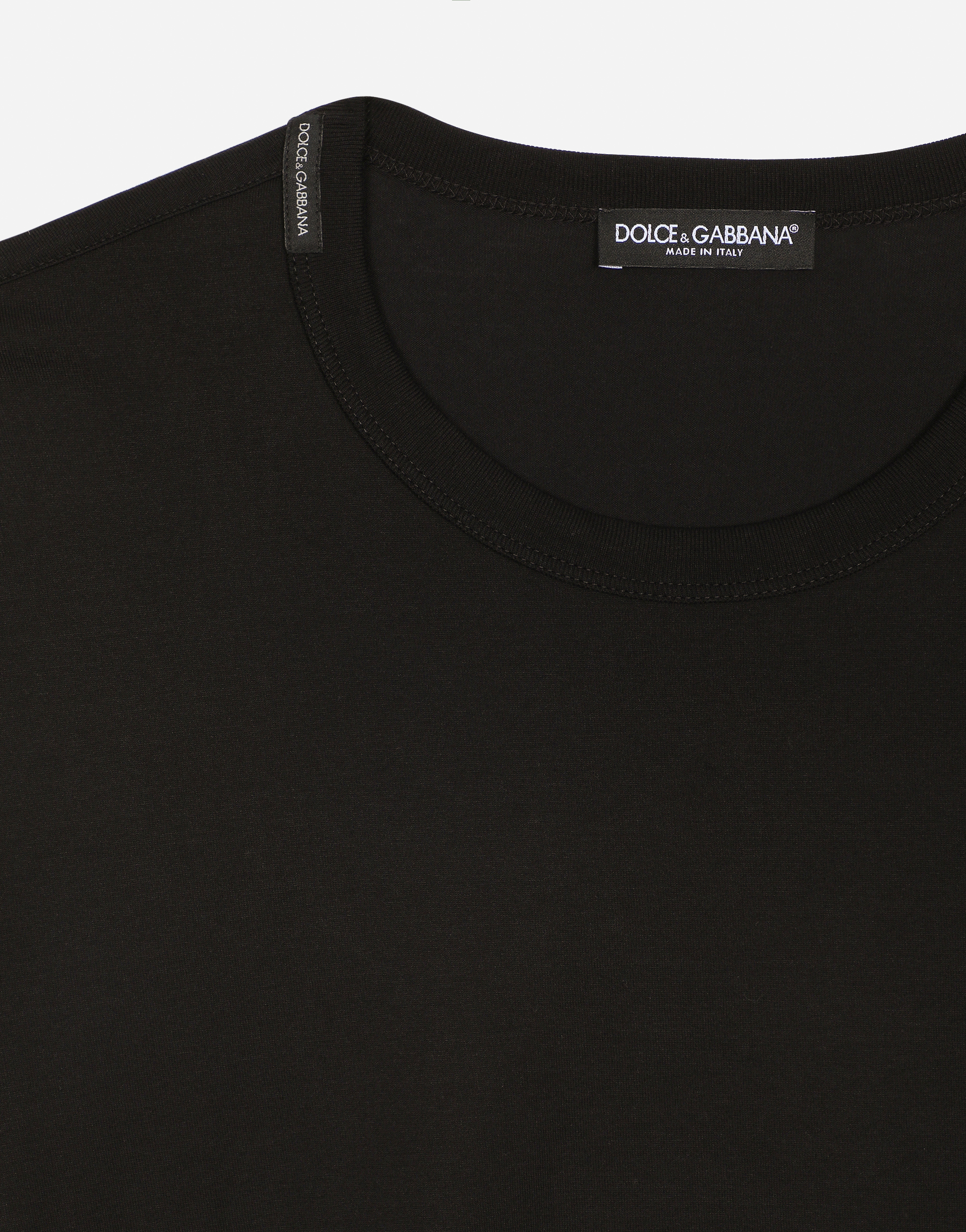Dolce & Gabbana Dolce&gabbana Black T Shirt With Logo Embroidery In Black