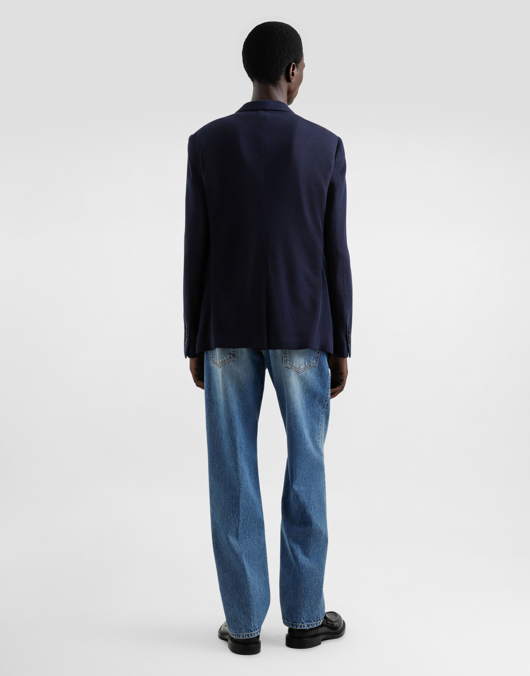 Single-breasted cotton jersey jacket with logo embroidery