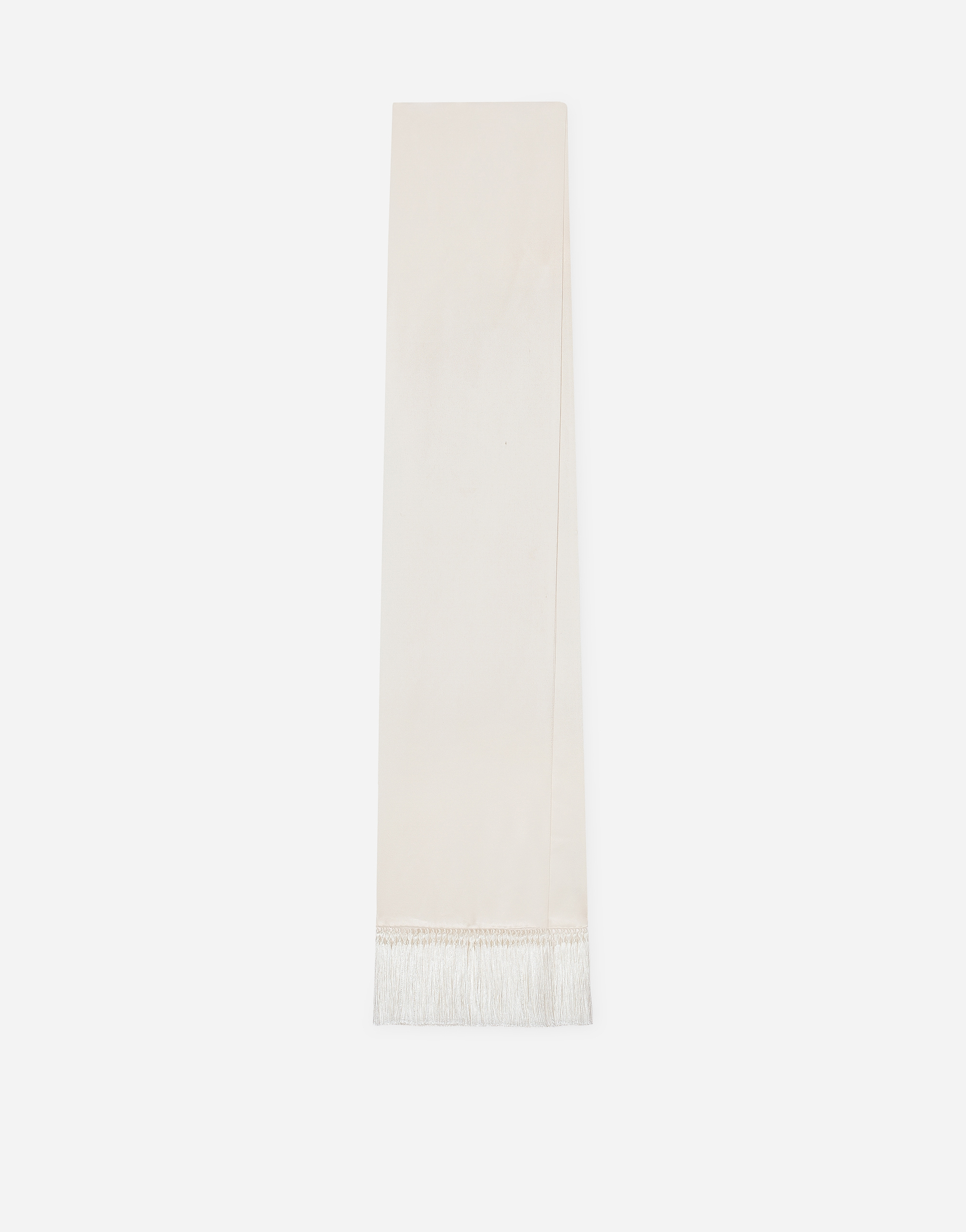 Shop Dolce & Gabbana Silk Scarf With Fringing In White