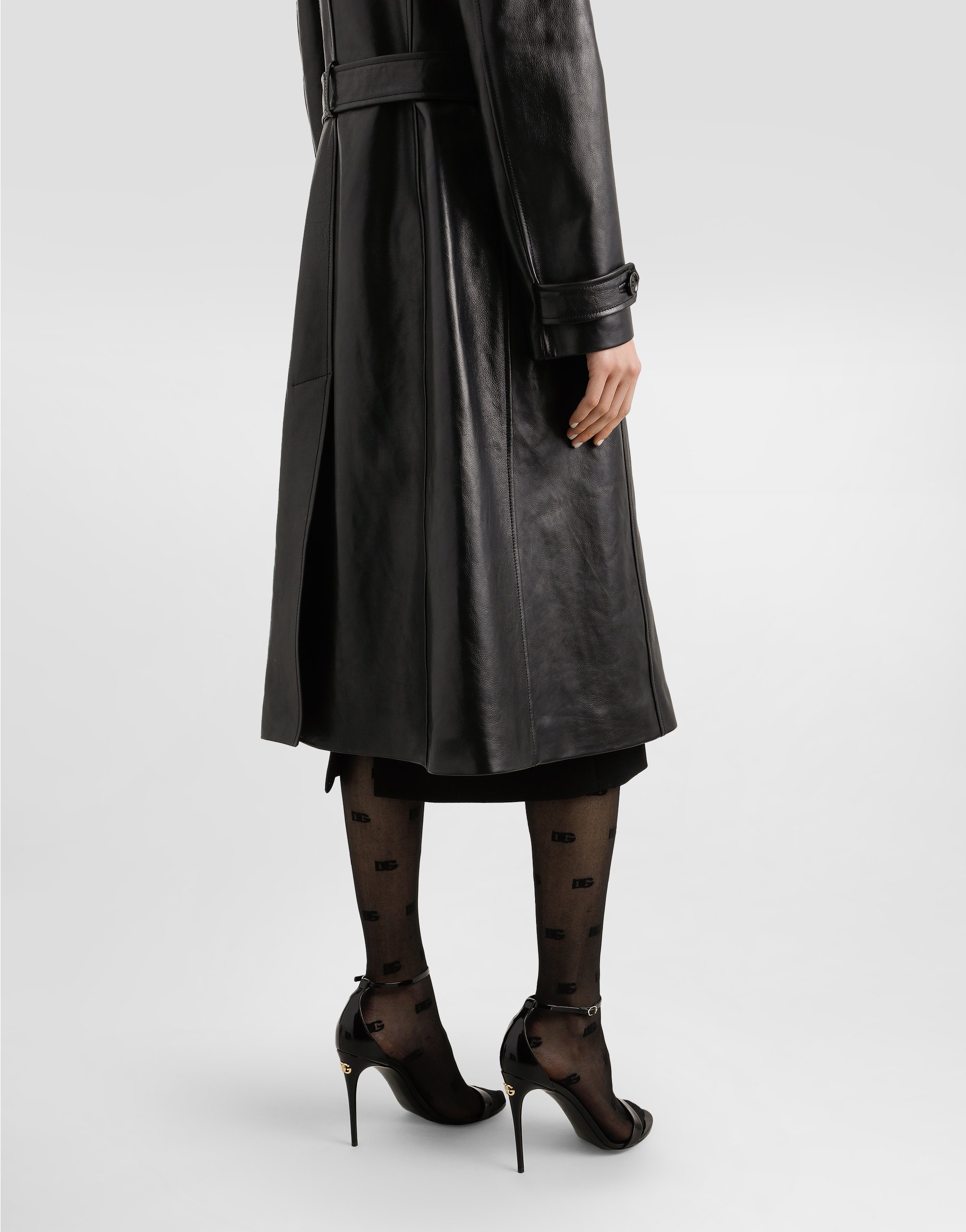 Dolce & Gabbana Single-breasted Calf Leather Coat In Black