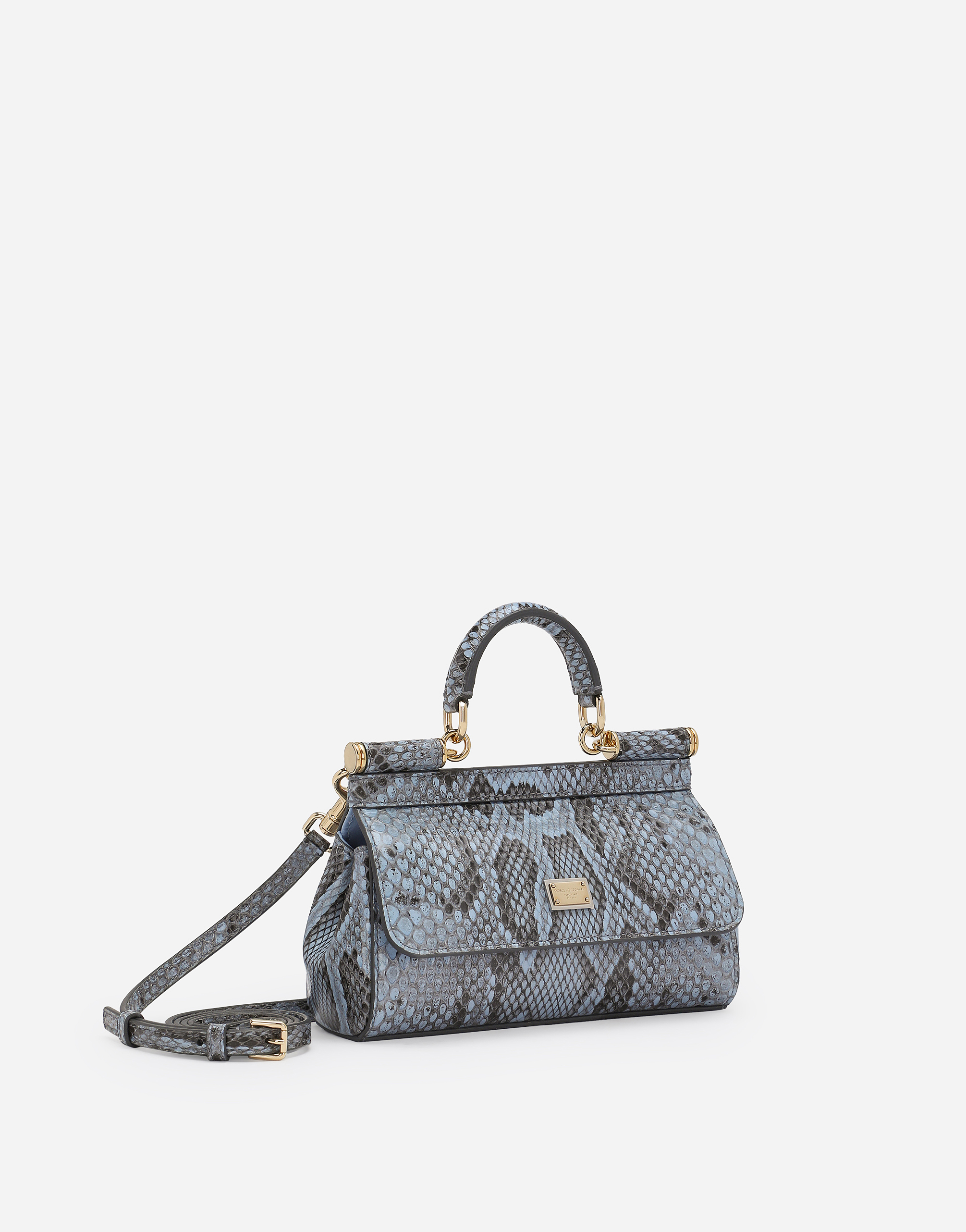 Dolce & Gabbana Carta Zucchero Python Bag In Light Blue