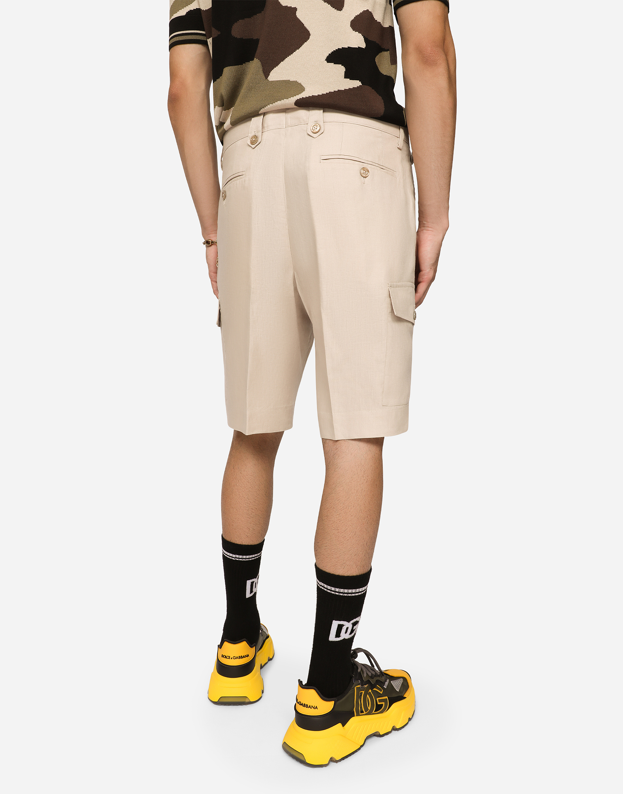 DOLCE & GABBANA BERMUDA CARGO SHORTS IN LINEN