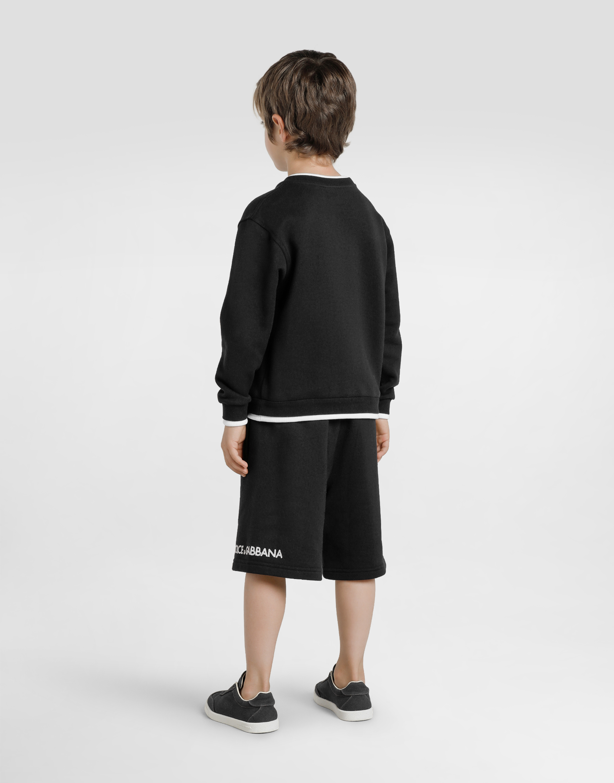 Fleece bermuda shorts with Dolce&Gabbana embroidery