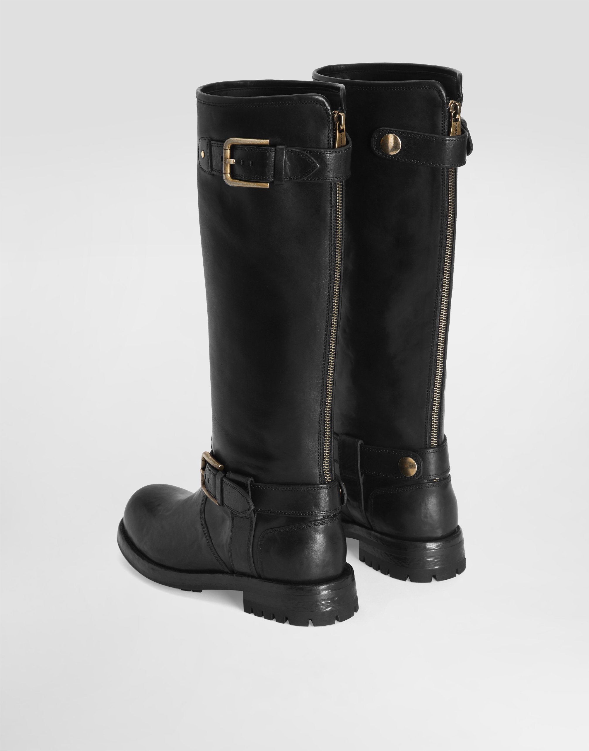 Calfskin biker boots