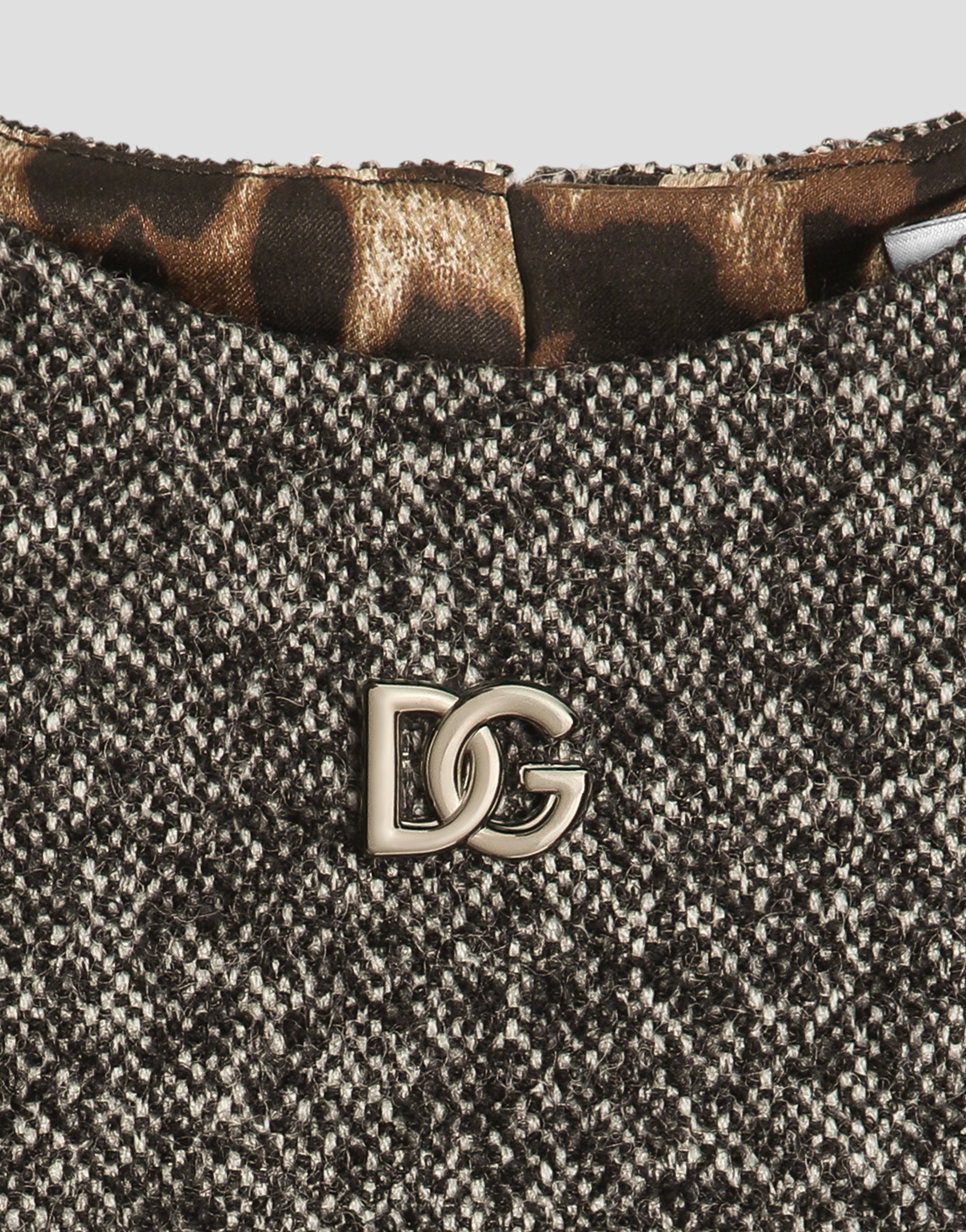 Dolce & Gabbana Dotted Wool Blend Dress In Multi