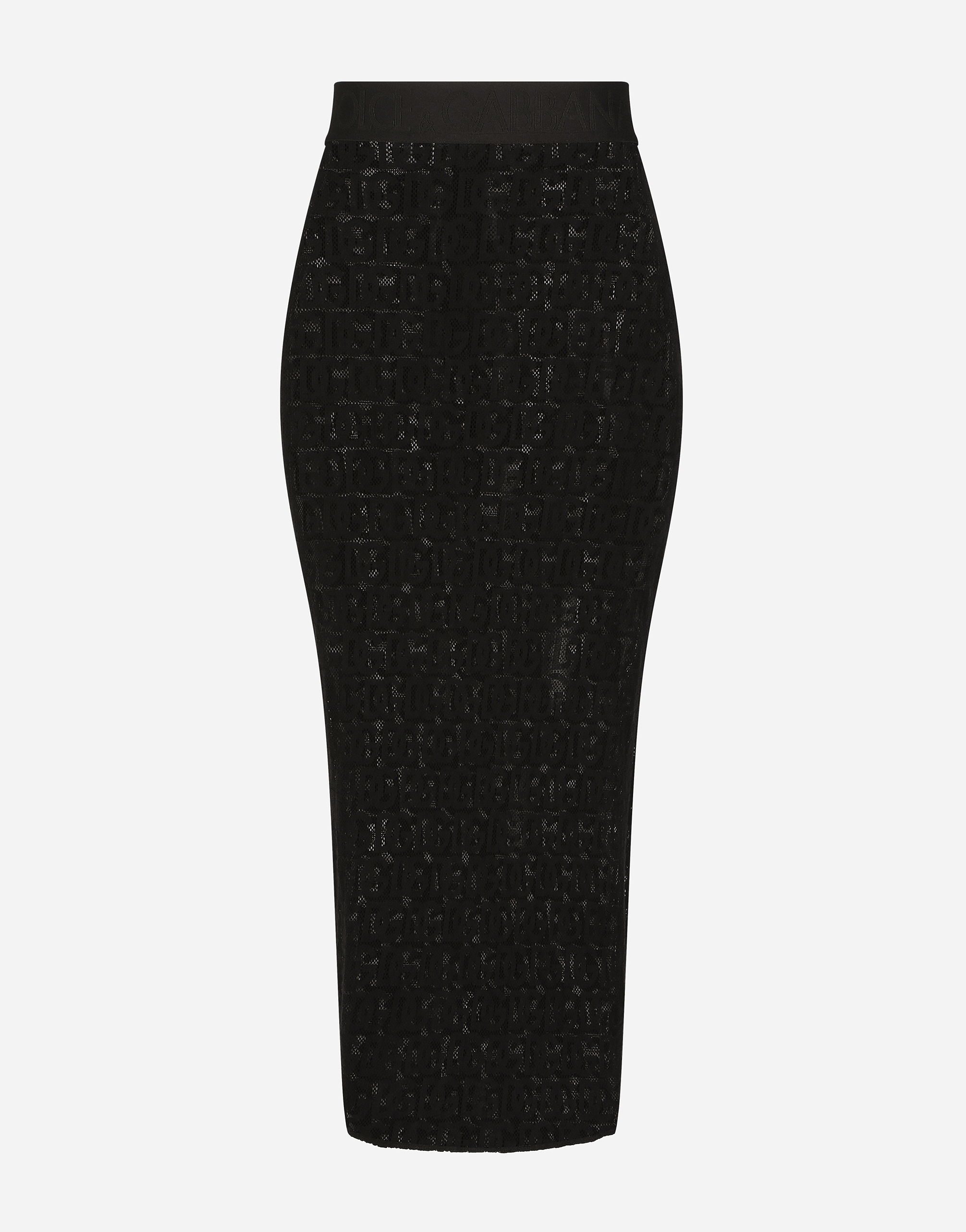 Dolce & Gabbana Tulle Calf-length Skirt With All-over Dg Logo - Woman Skirts Black