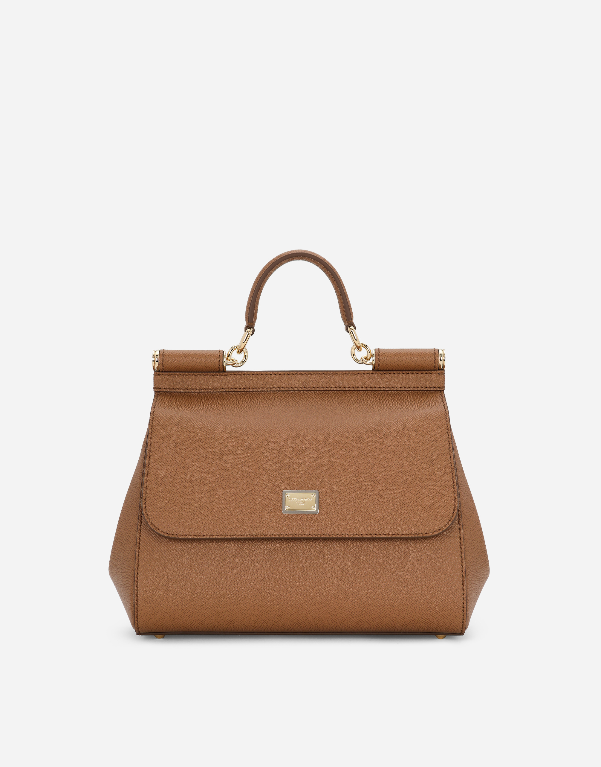 Sicily  Large Sicily Bag In Dauphine Calfskin Brown - Dolce