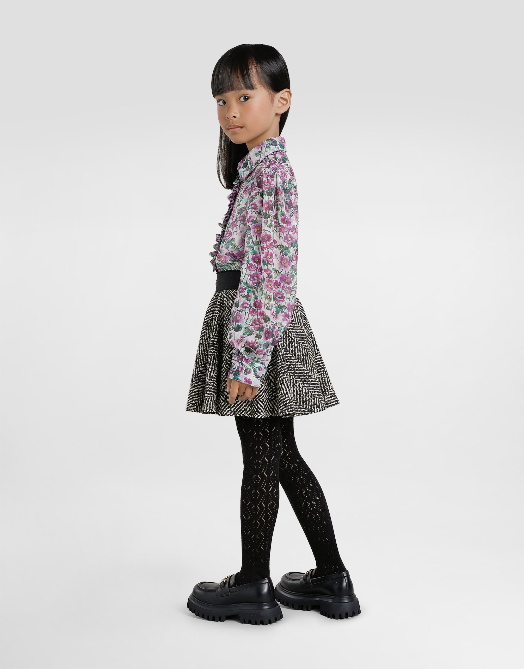 Violet-print crêpe shirt