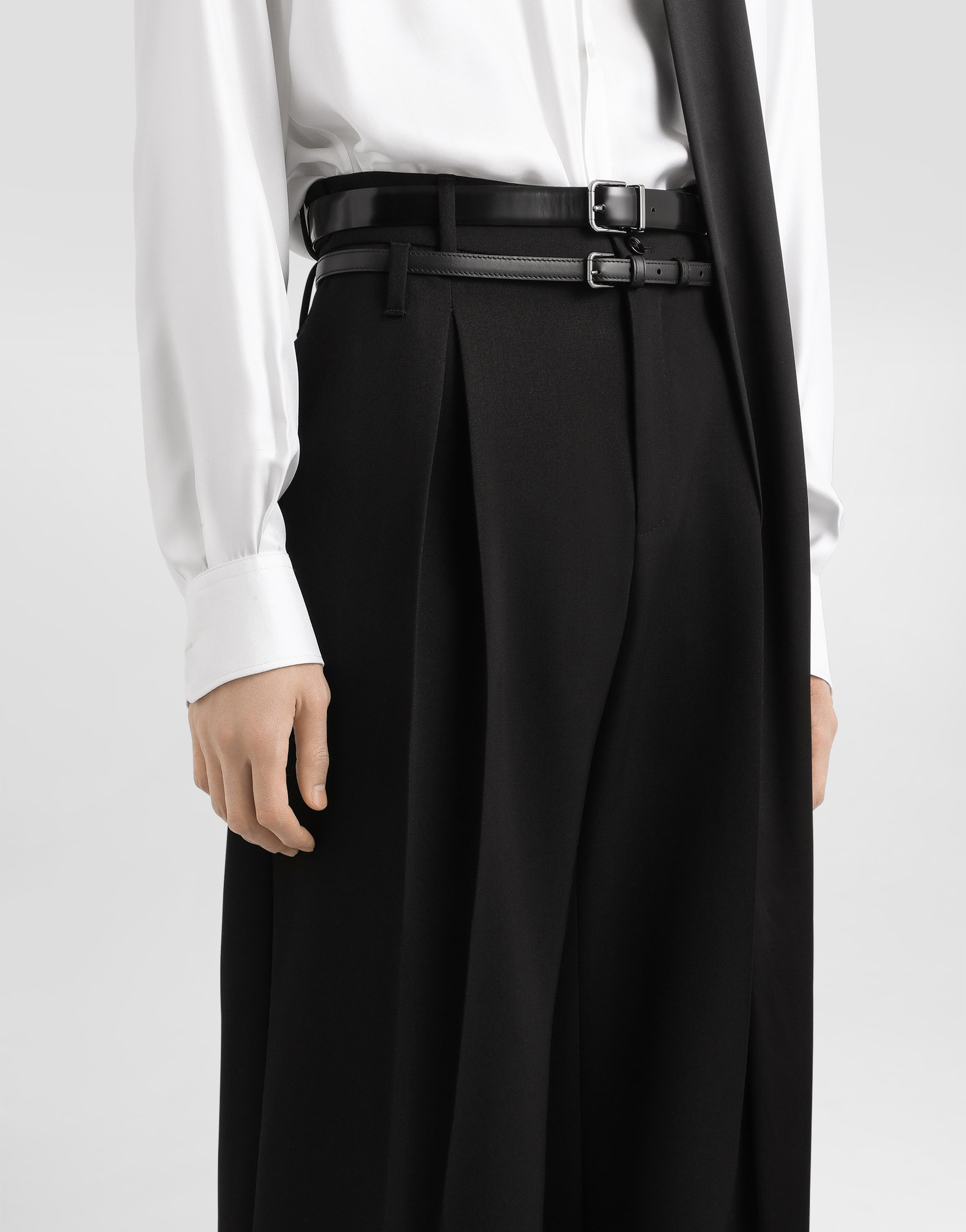 Dolce & Gabbana Wool Gabardine Trousers In Black