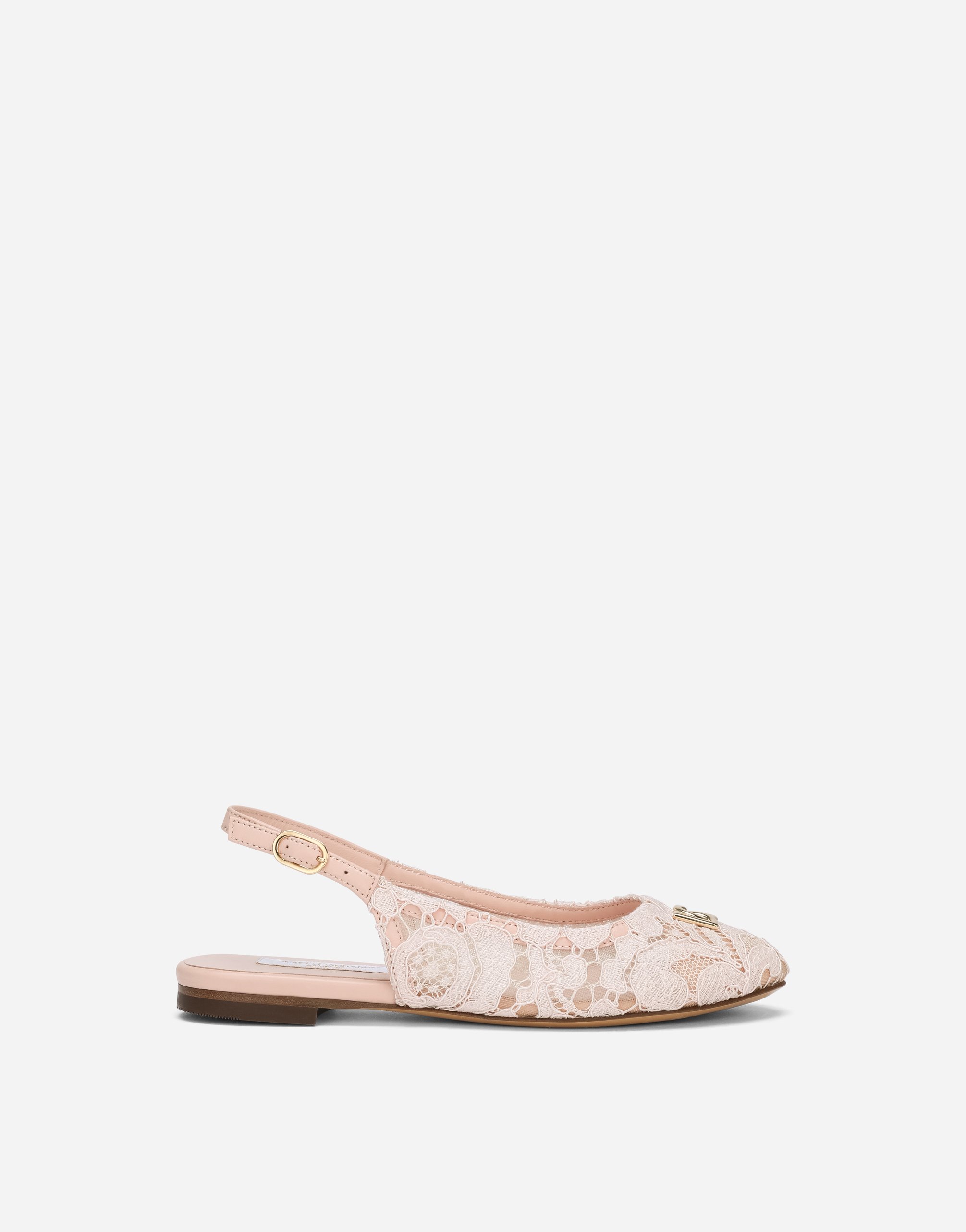 Dolce & Gabbana Kids' Cordonetto Lace Slingbacks With Dg Logo In Pink