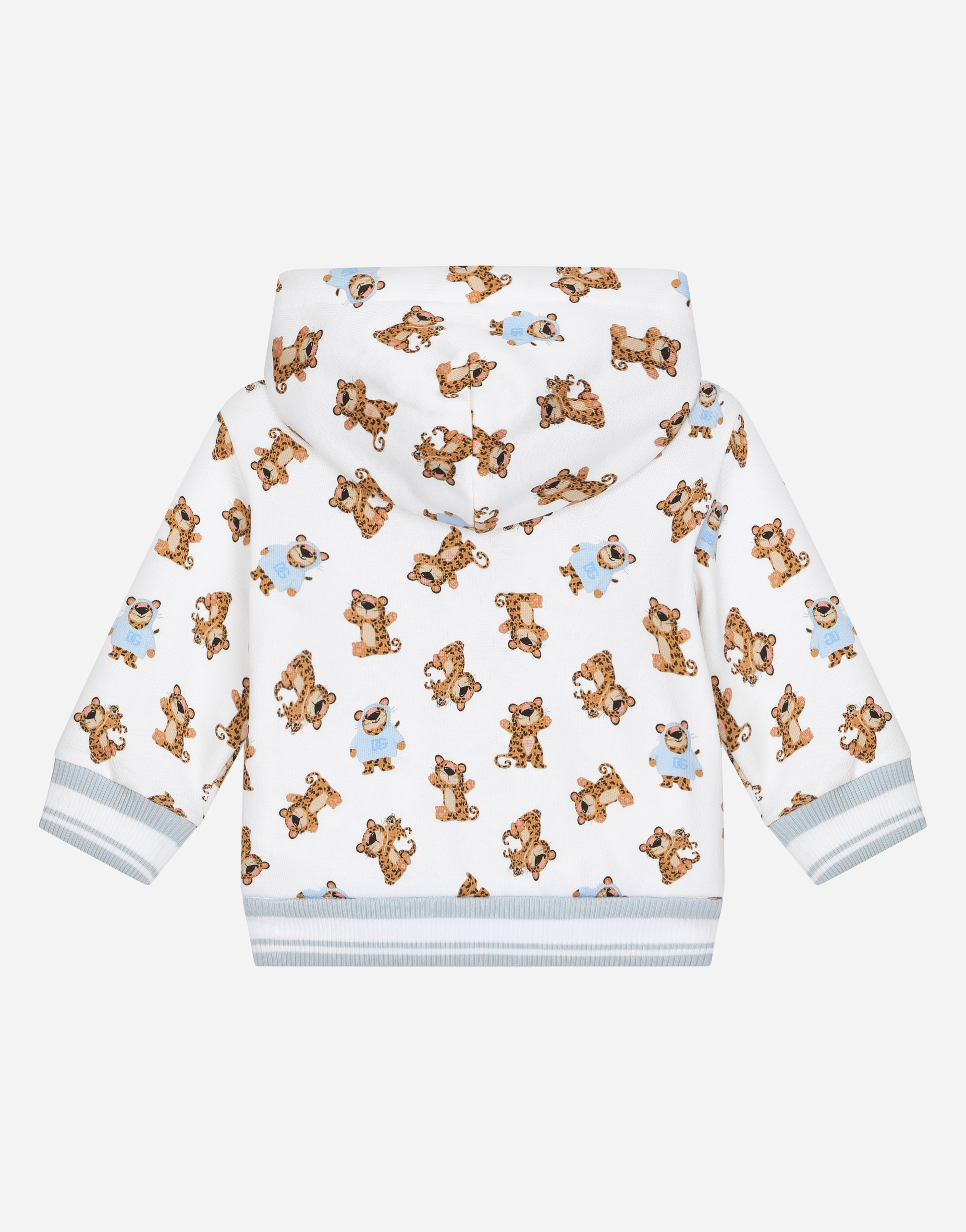 DOLCE & GABBANA ZIP-UP JERSEY HOODIE WITH BABY LEOPARD