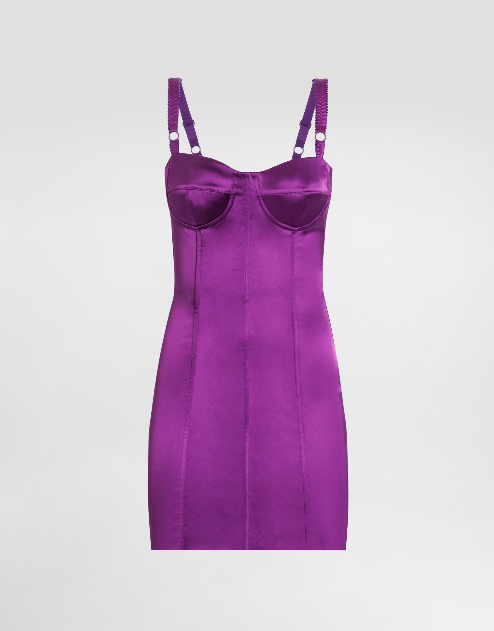 Dolce & Gabbana Satin Bustier Mini Dress In Purple