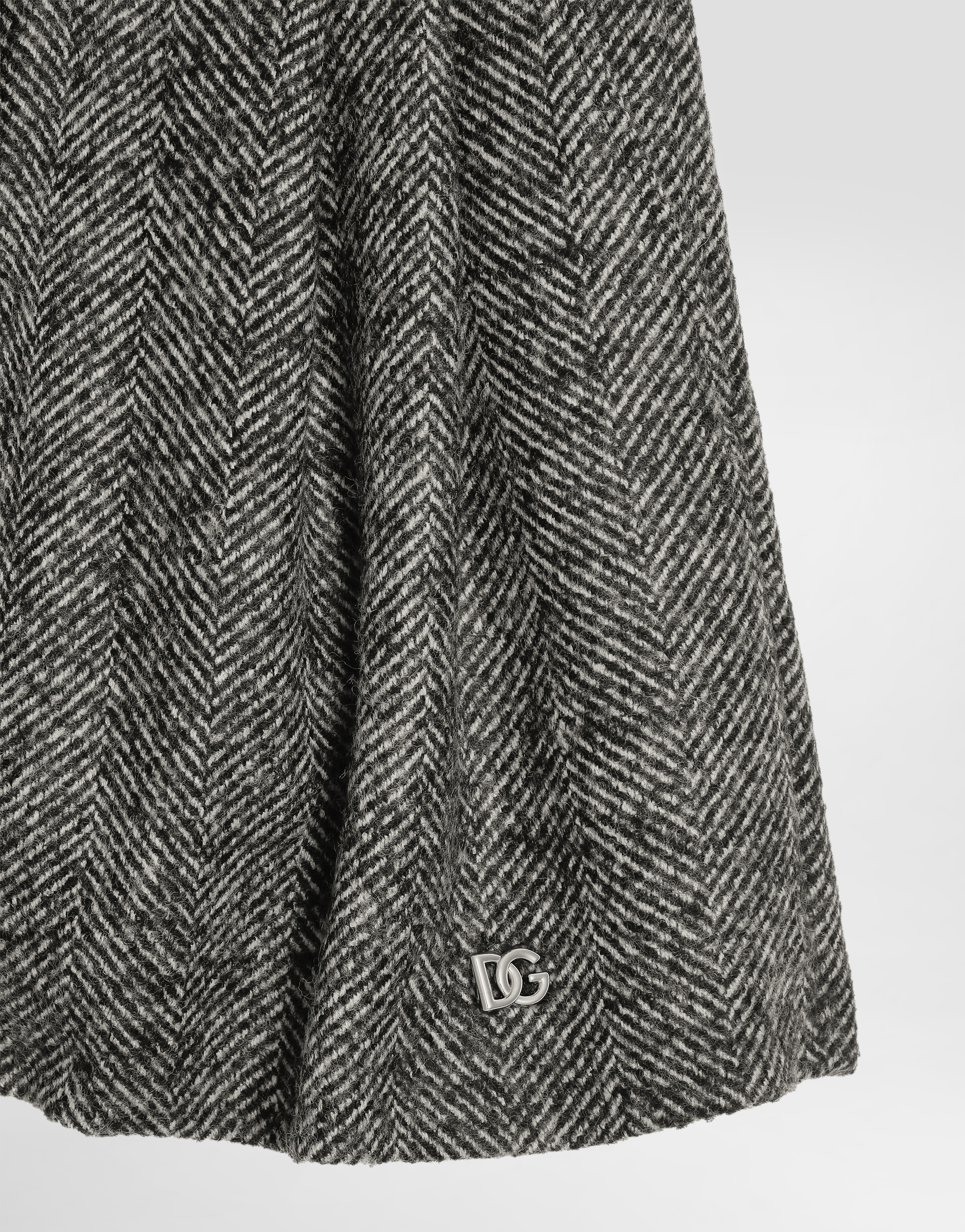 Dolce & Gabbana Wool Blend Chevron Shorts In Gray