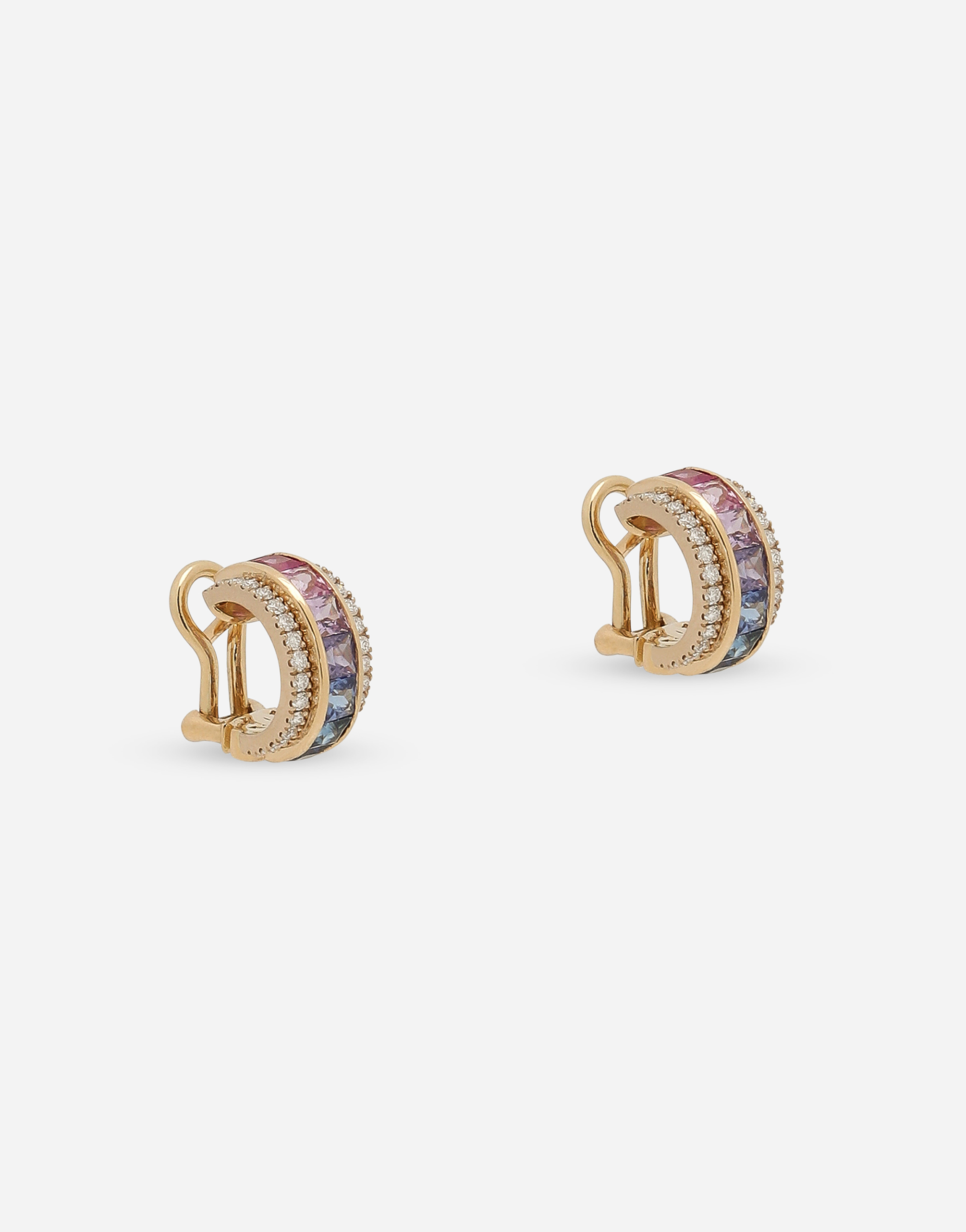 Dolce & Gabbana Rainbow Earrings In Yellow Gold 18kt With Multicolor Sapphires And Diamonds In Gold