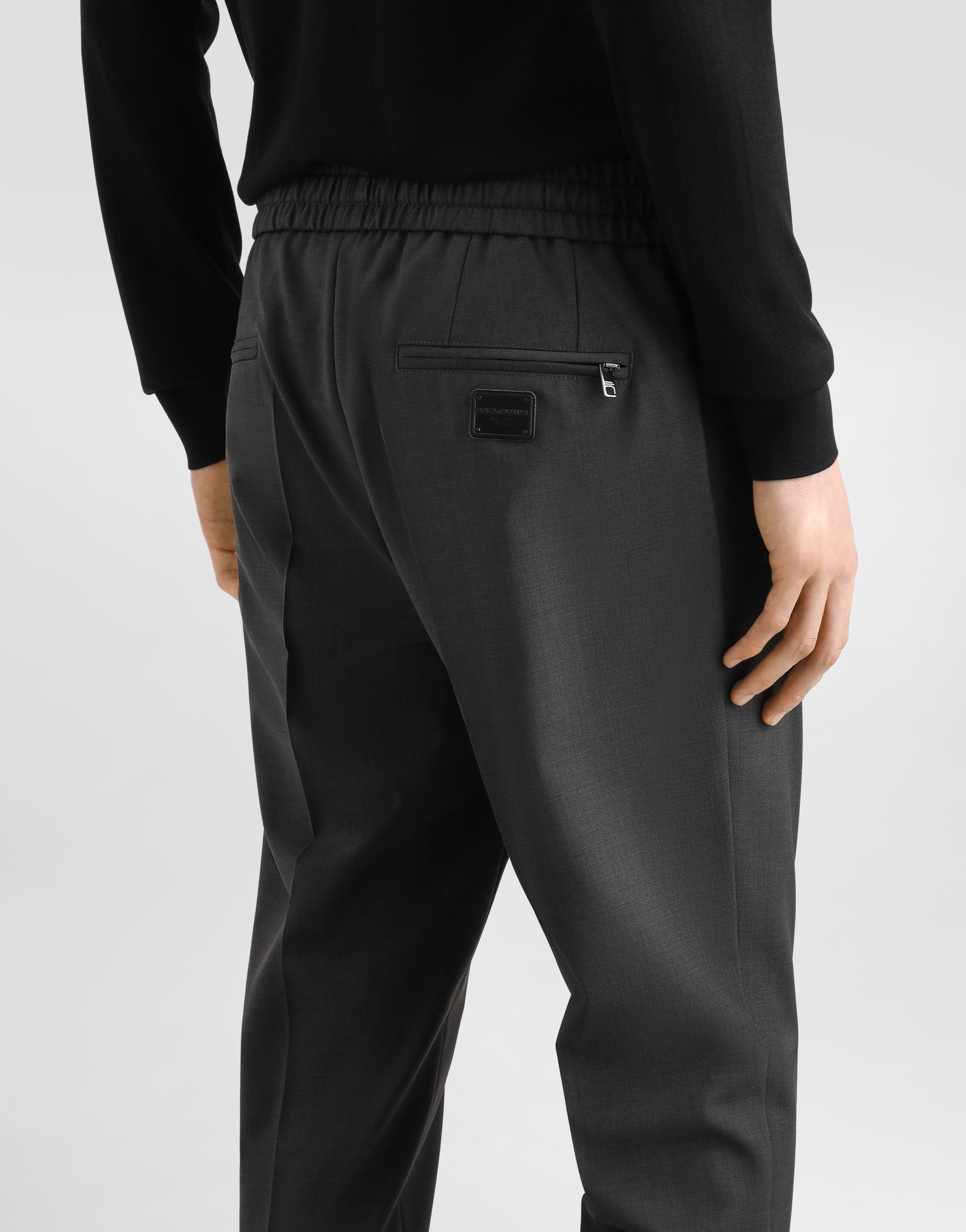Dolce & Gabbana Wool Jogging Pants In Grey