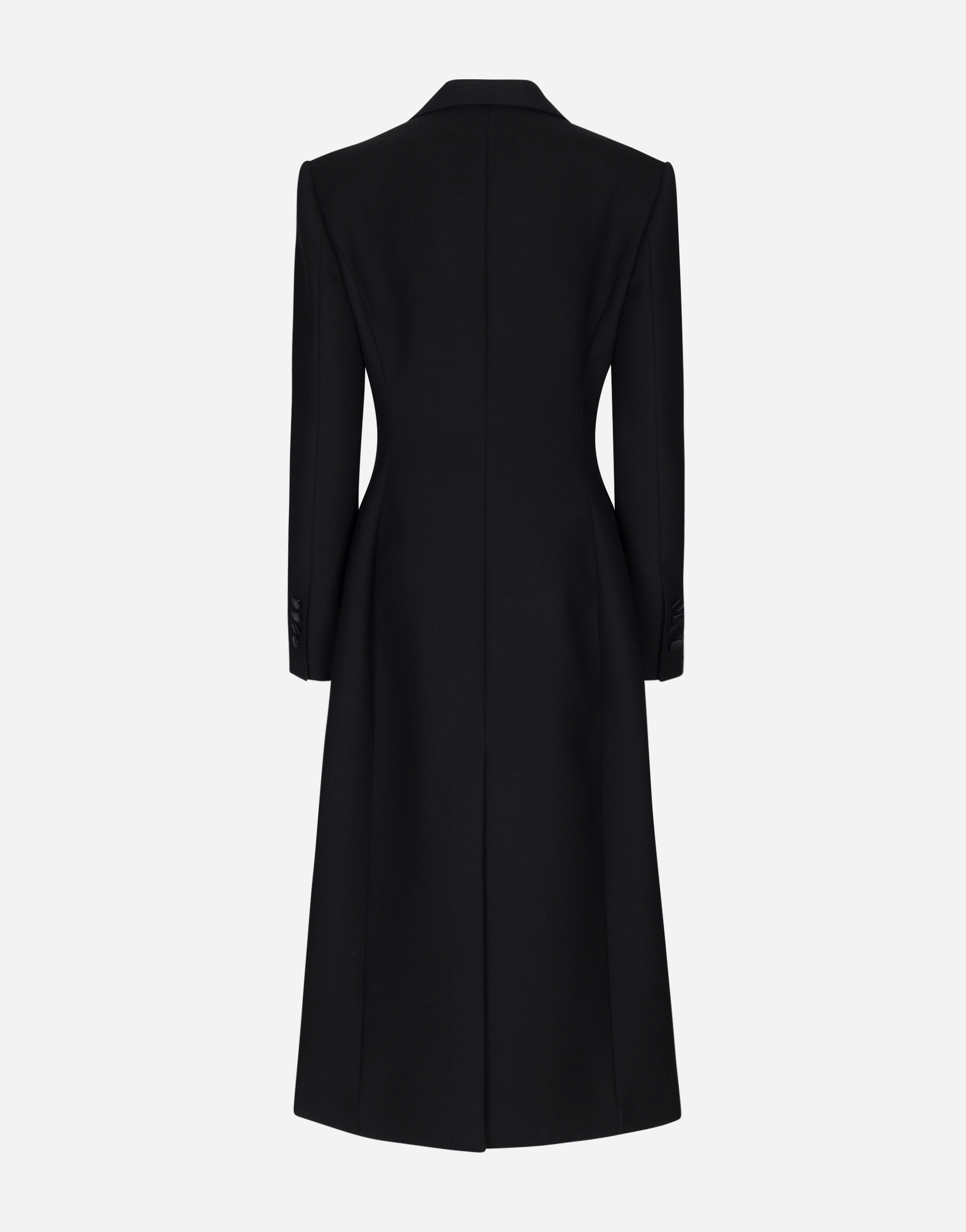 Long single-breasted wool cady coat