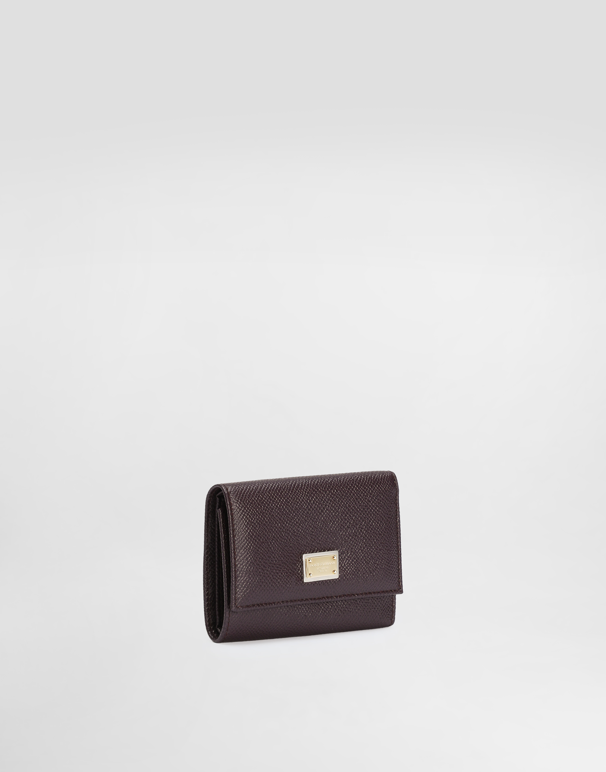 Dolce & Gabbana Dauphine Calfskin Wallet With Branded Tag In Purple