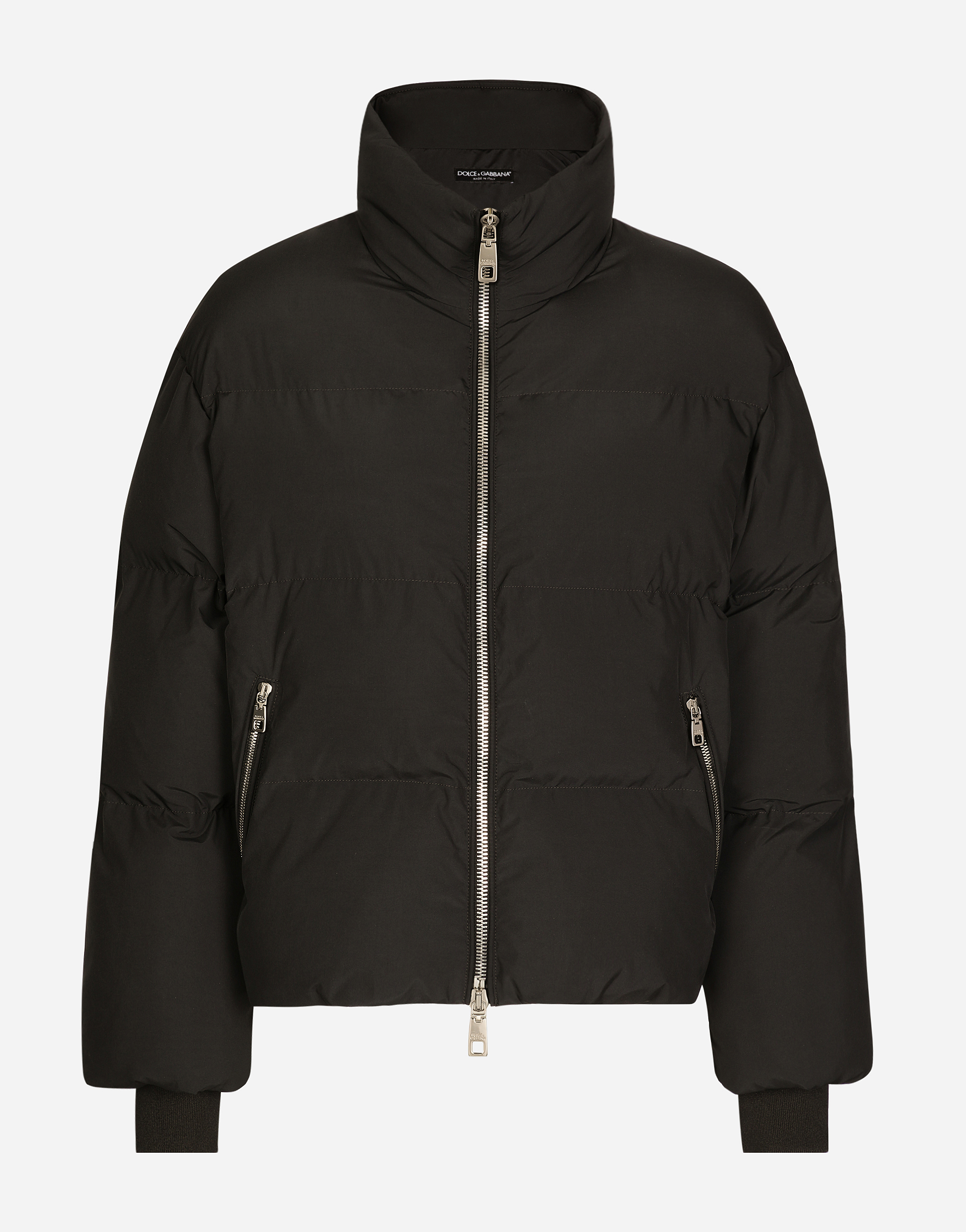 Dolce & Gabbana Short Nylon Down Jacket With Branded Tag - Woman Coats And Jackets Black