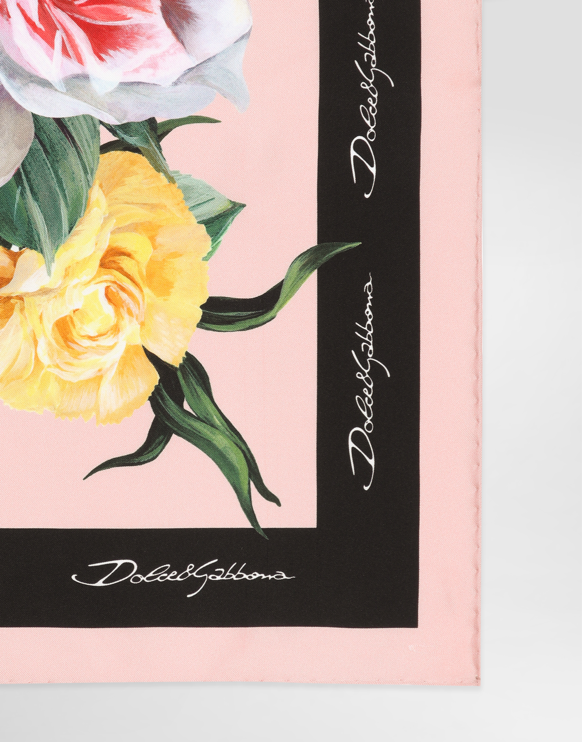 Dolce & Gabbana Rose And Peony-print Silk Twill Foulard (50x50) In Print