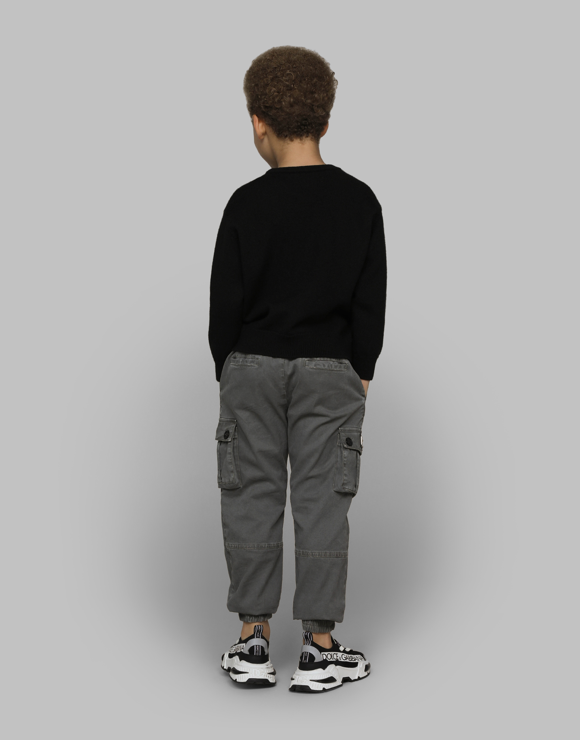 Dolce & Gabbana Gabardine Cargo Pants With Branded Tag In Grey