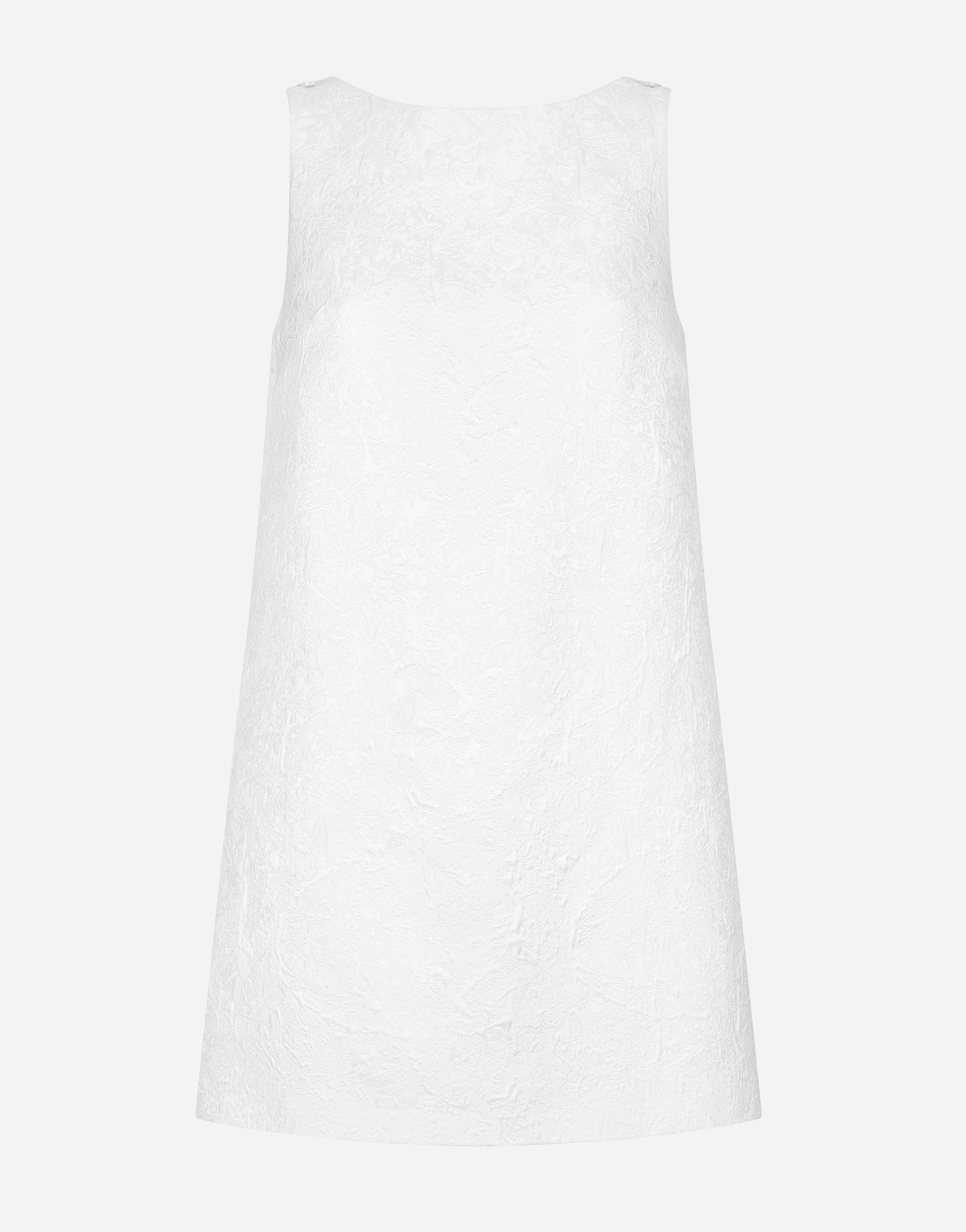 Dolce & Gabbana Short Brocade Dress With Back Neckline - Woman Dresses White