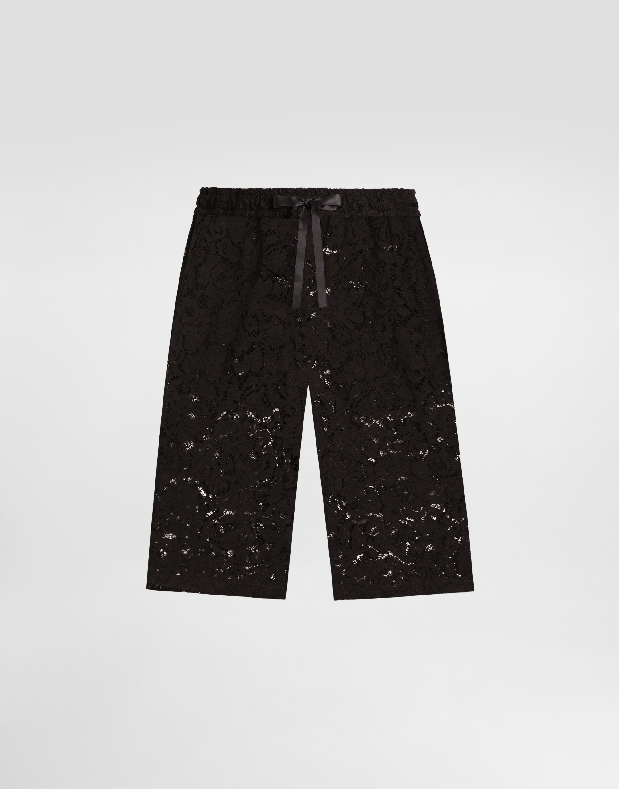 Dolce & Gabbana Lace-patterned Drawstring Shorts In Black
