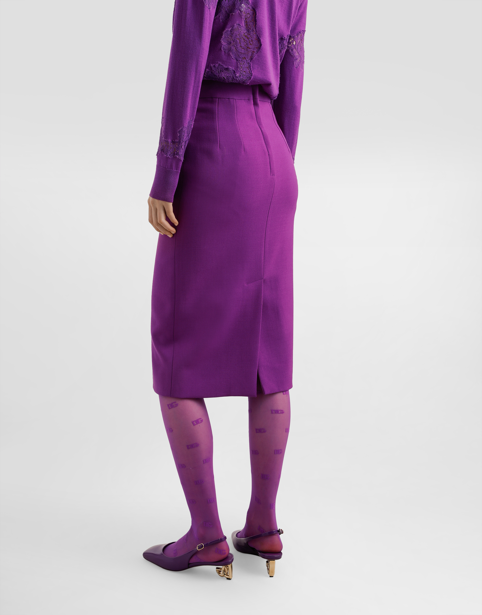Wool crêpe sheath skirt