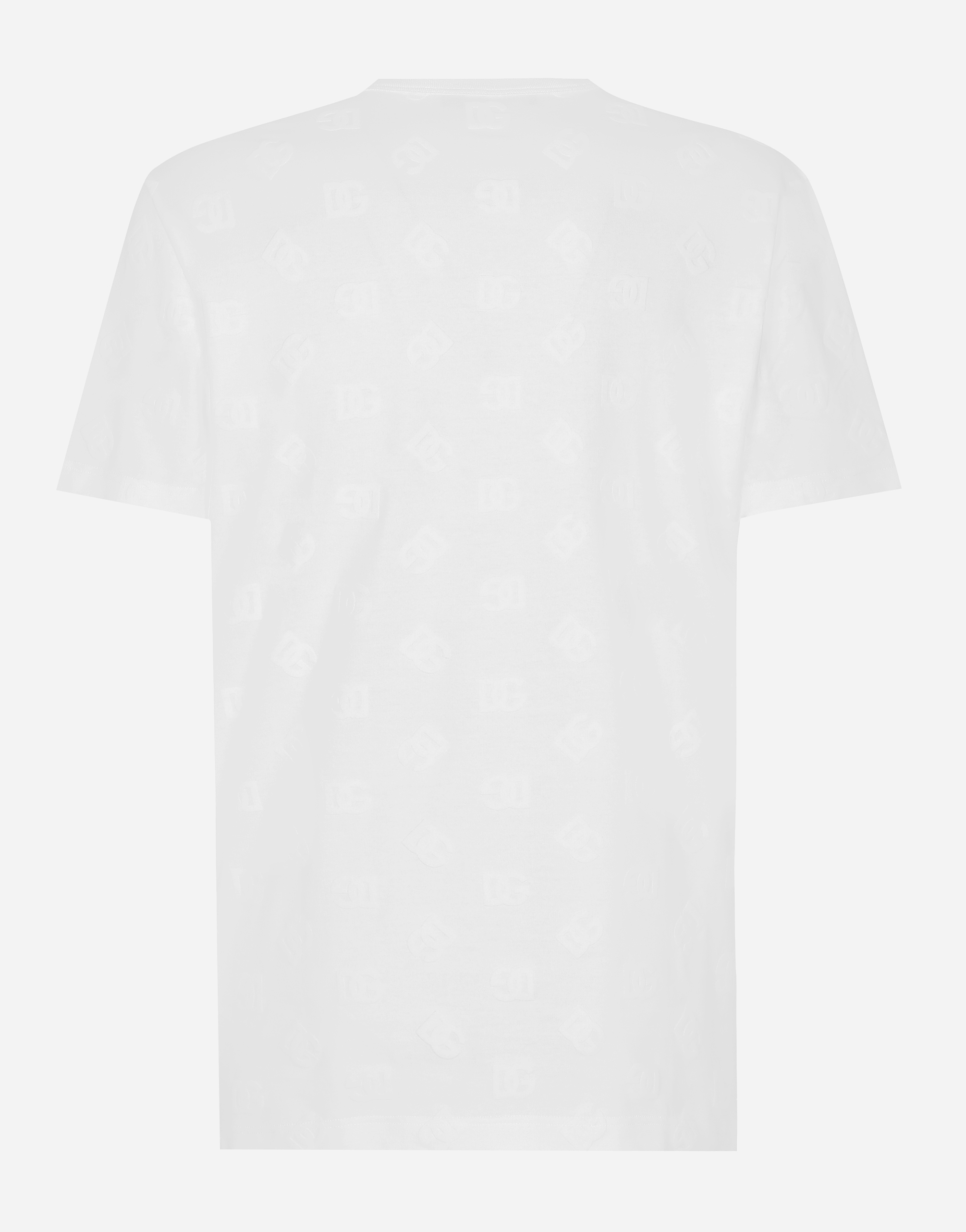 Cotton T-shirt with all-over flocked DG print