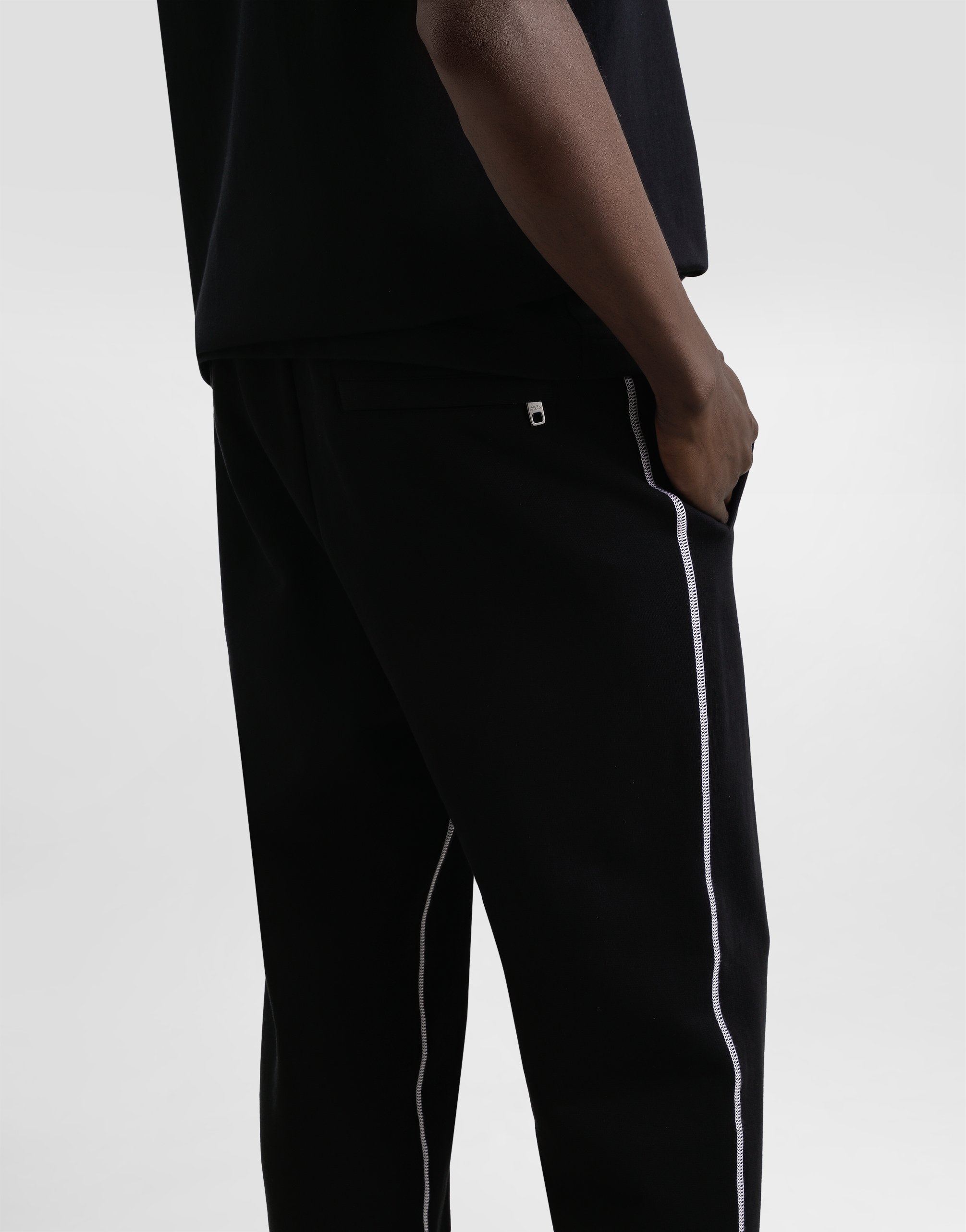 Jersey trousers with print and embroidery