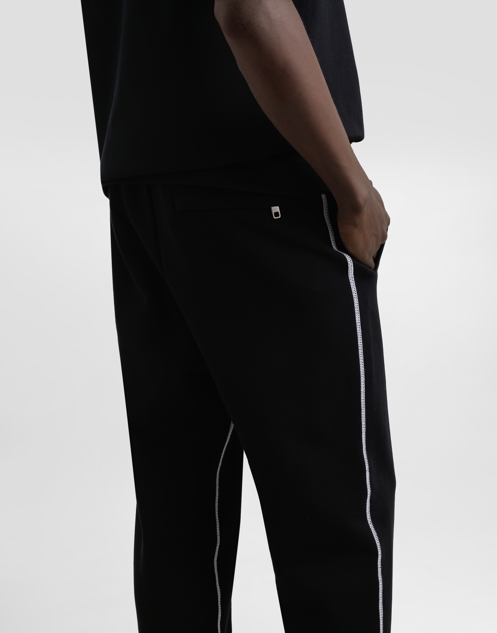Dolce & Gabbana Jersey Trousers With Print And Embroidery In Black