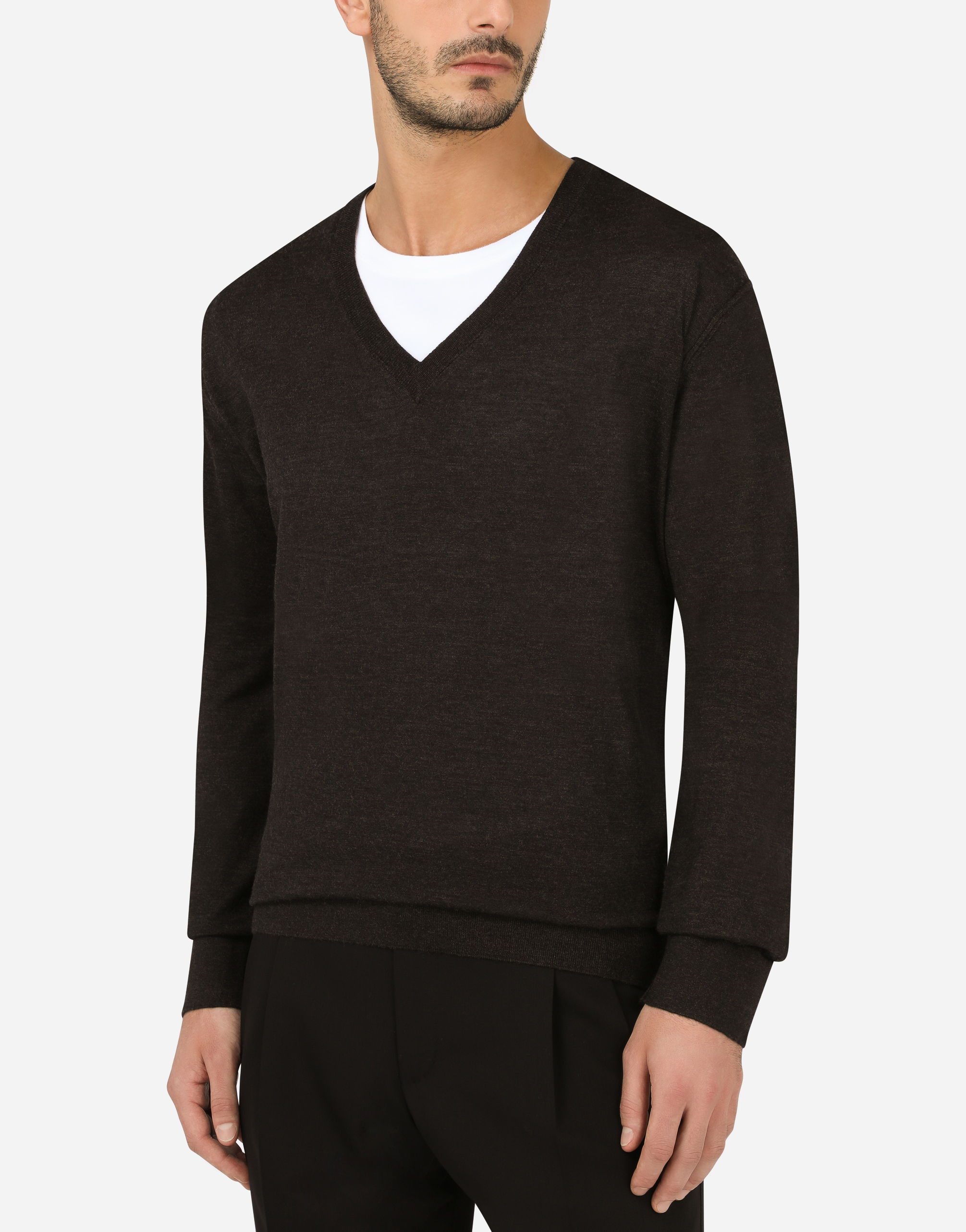Dolce & Gabbana Pull Scollo V In Grey