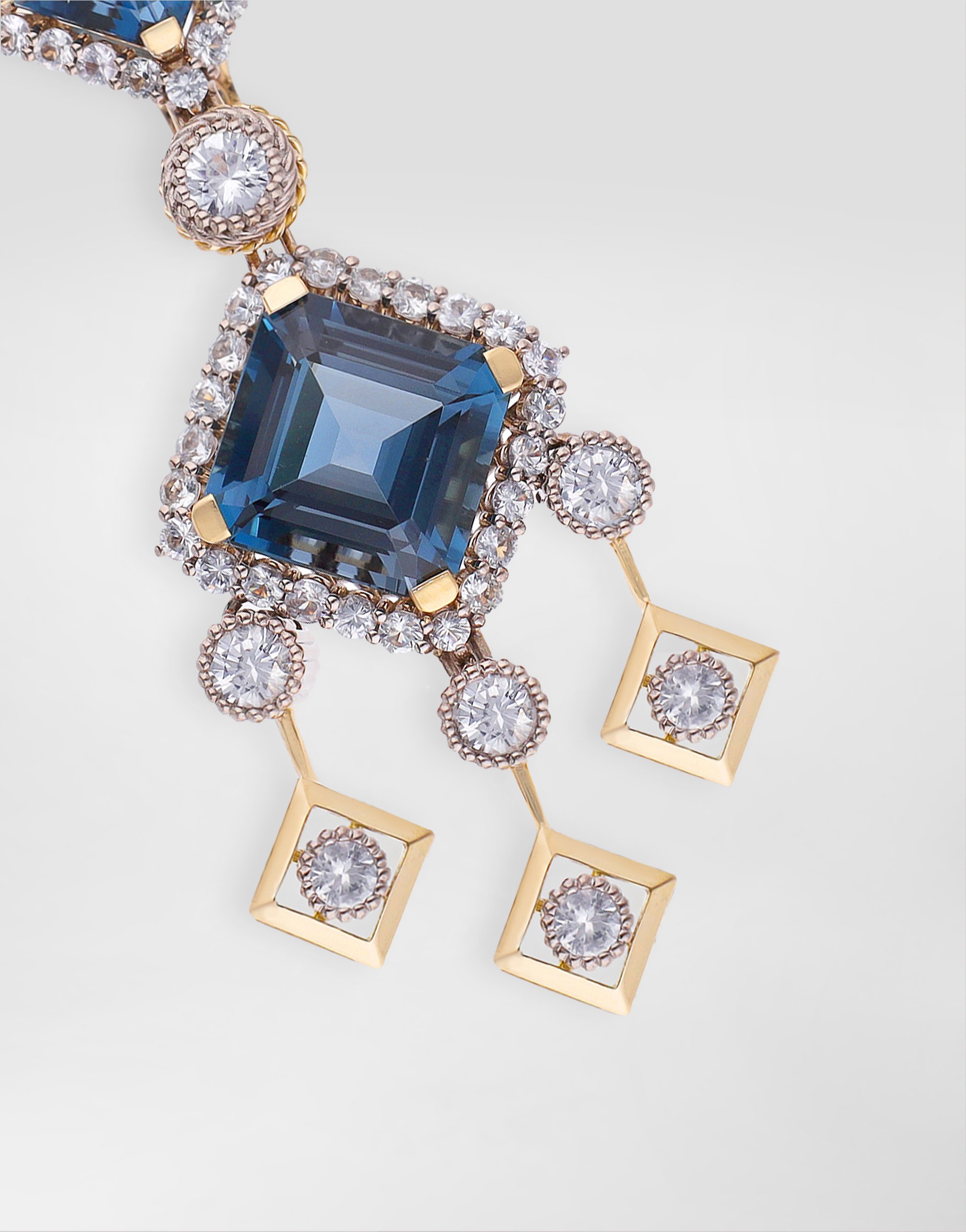 Dolce & Gabbana Eleganza Earrings 18-carat White And Yellow Gold, Topazes, And Sapphires In Gold