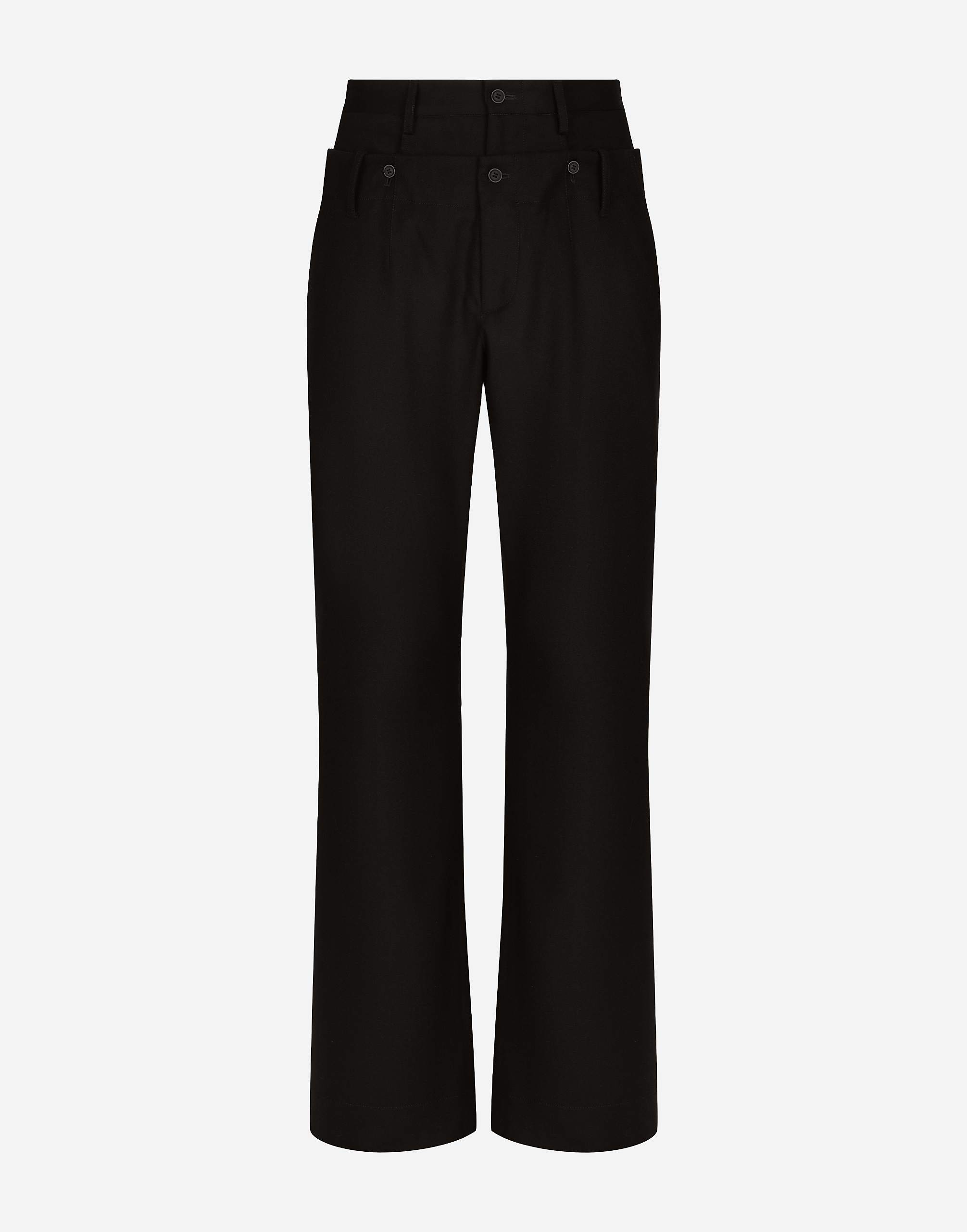 DOLCE & GABBANA STRETCH WOOL PANTS WITH DOUBLE BELT