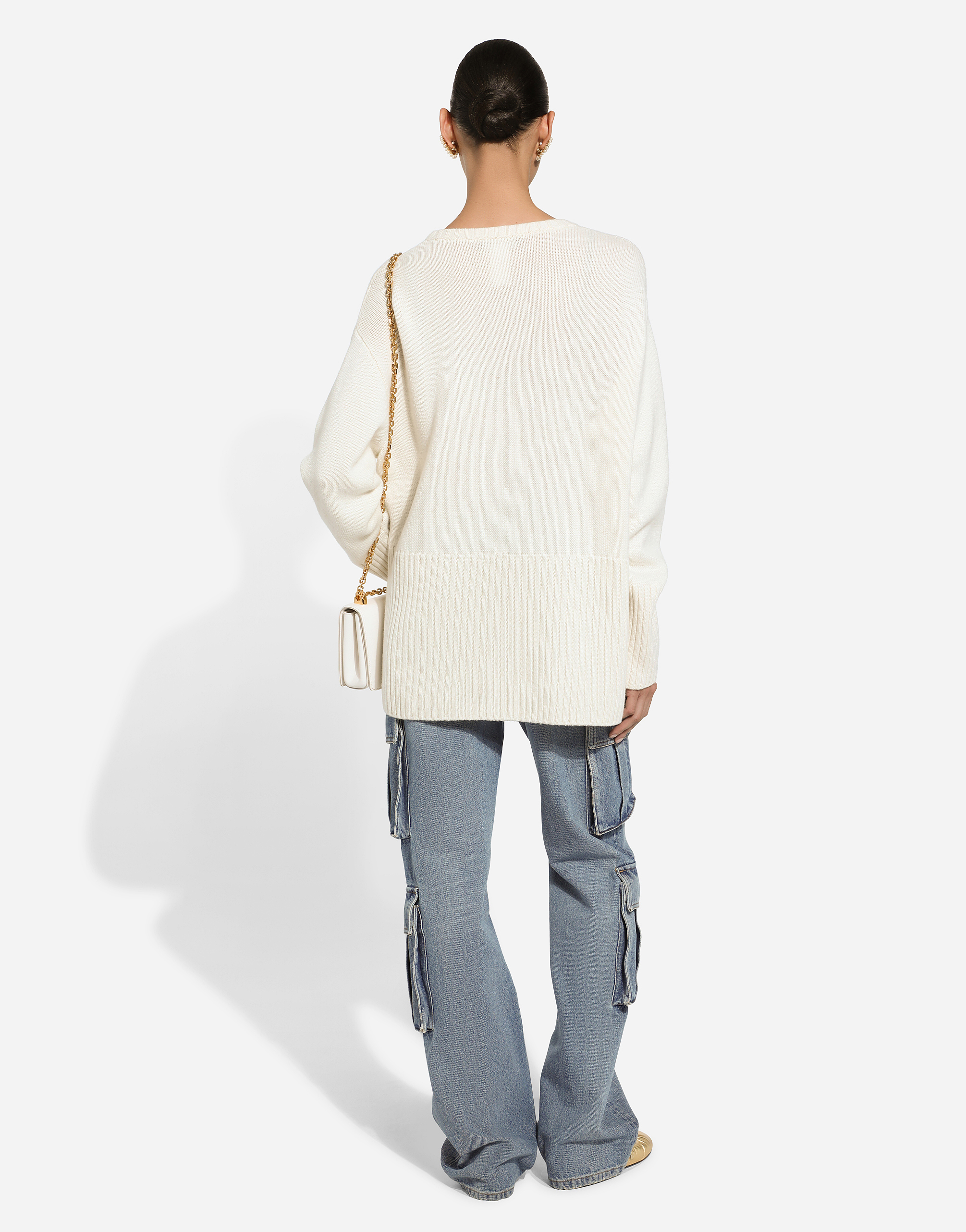  Dolce & Gabbana Dolce & Gabbana Cashmere Sweater With Dg Logo Embroidery - Woman Sweaters And Cardigans White 44 