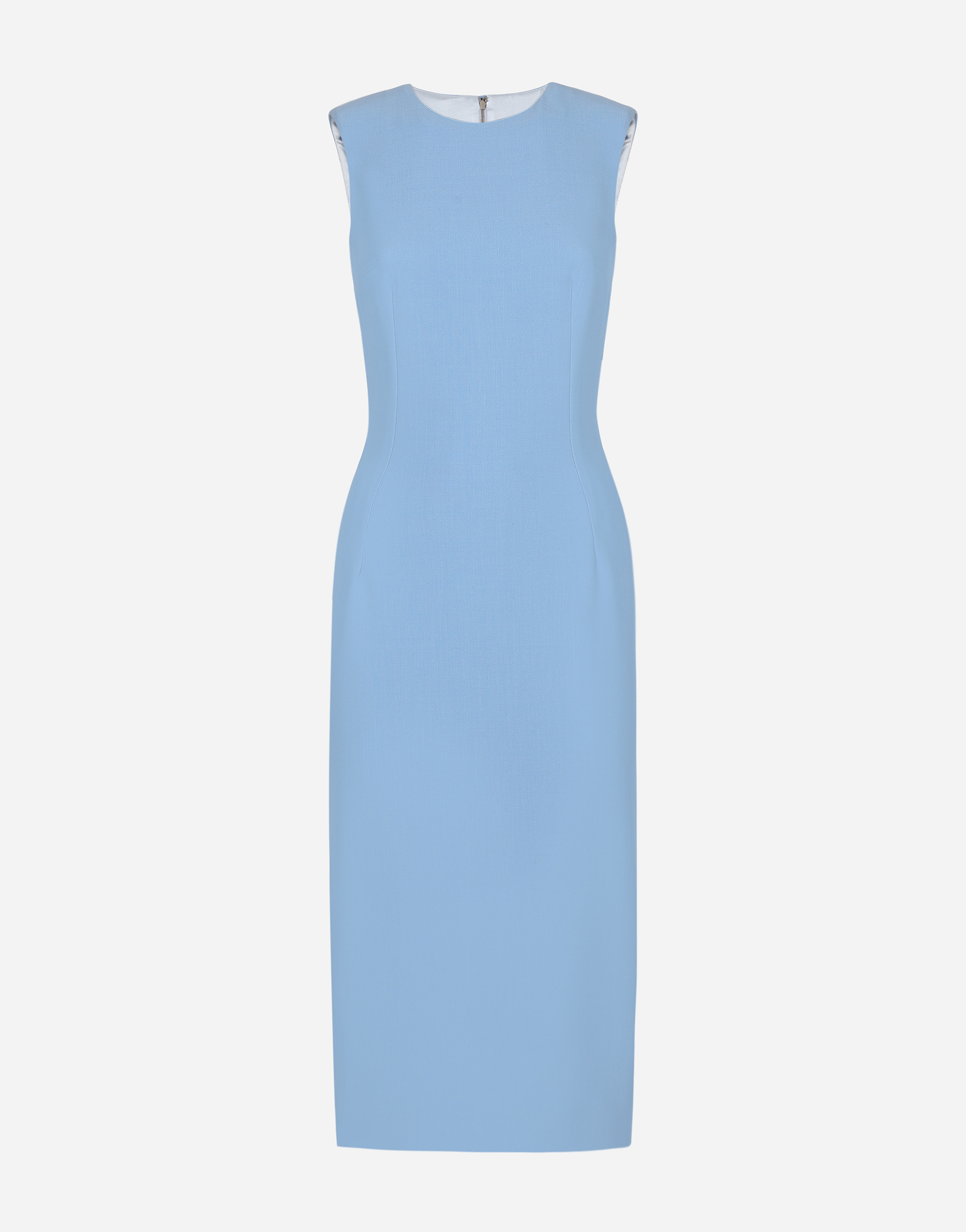Dolce & Gabbana Wool Crêpe Calf-length Sheath Dress - Woman Dresses Azure