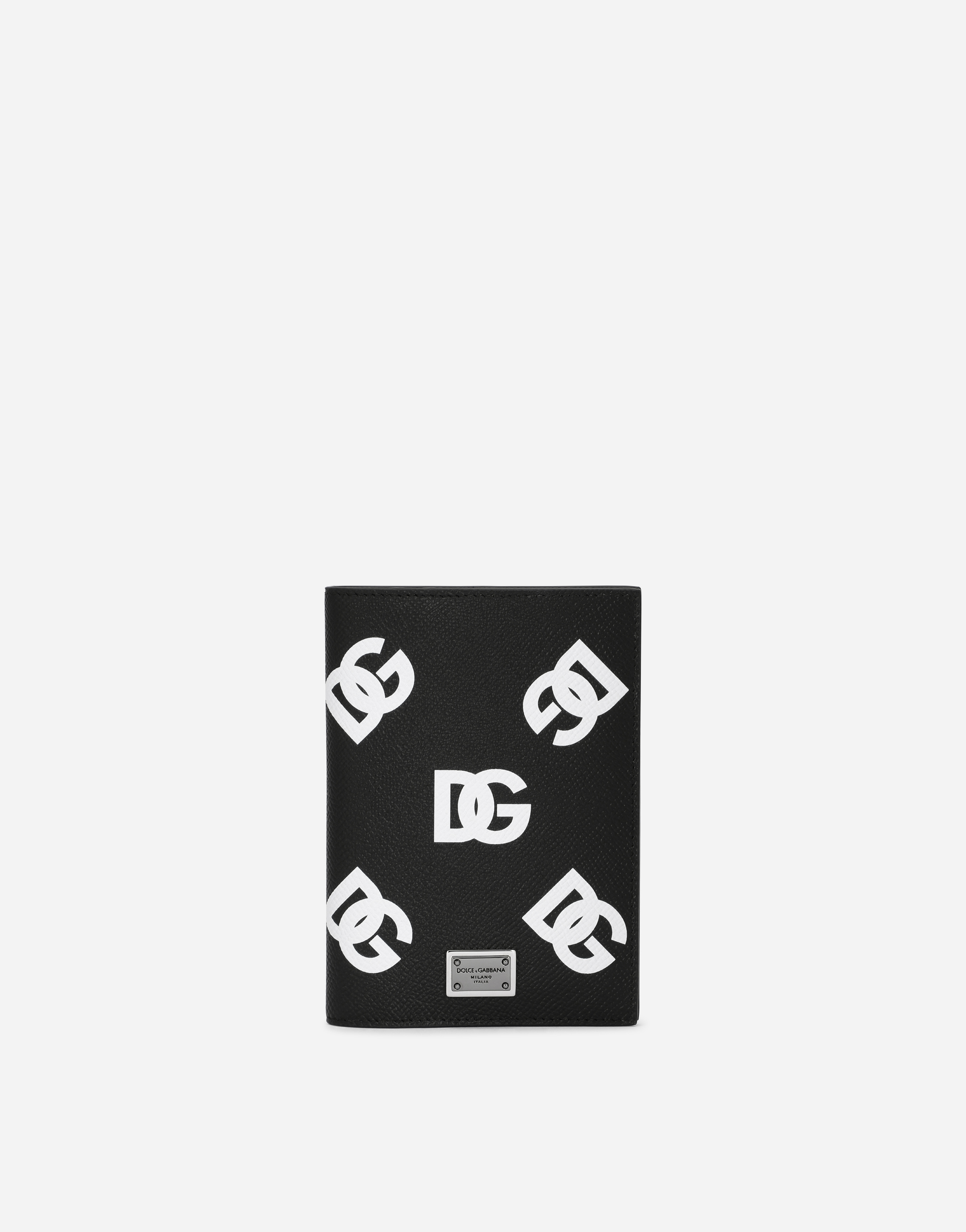 DOLCE & GABBANA CALFSKIN PASSPORT CASE WITH ALL-OVER DG PRINT