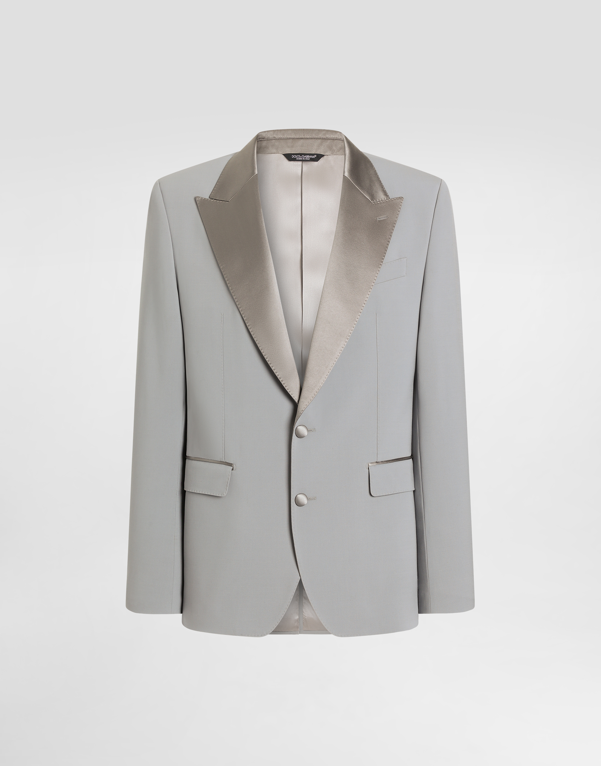 Sicilia light single-breasted micro-rib tuxedo jacket in Grey for