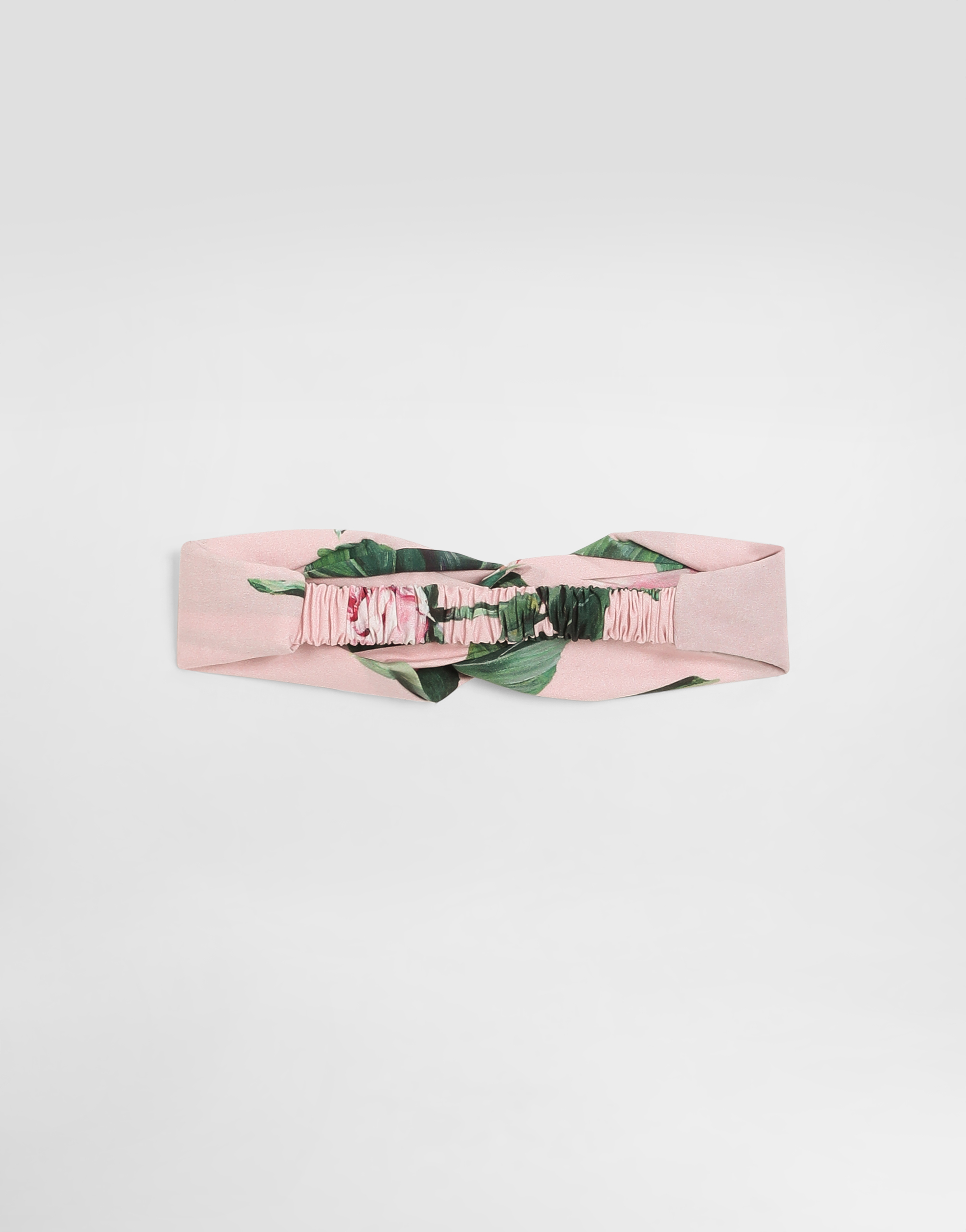 Dolce & Gabbana Poplin Headband With Rose Print In Print