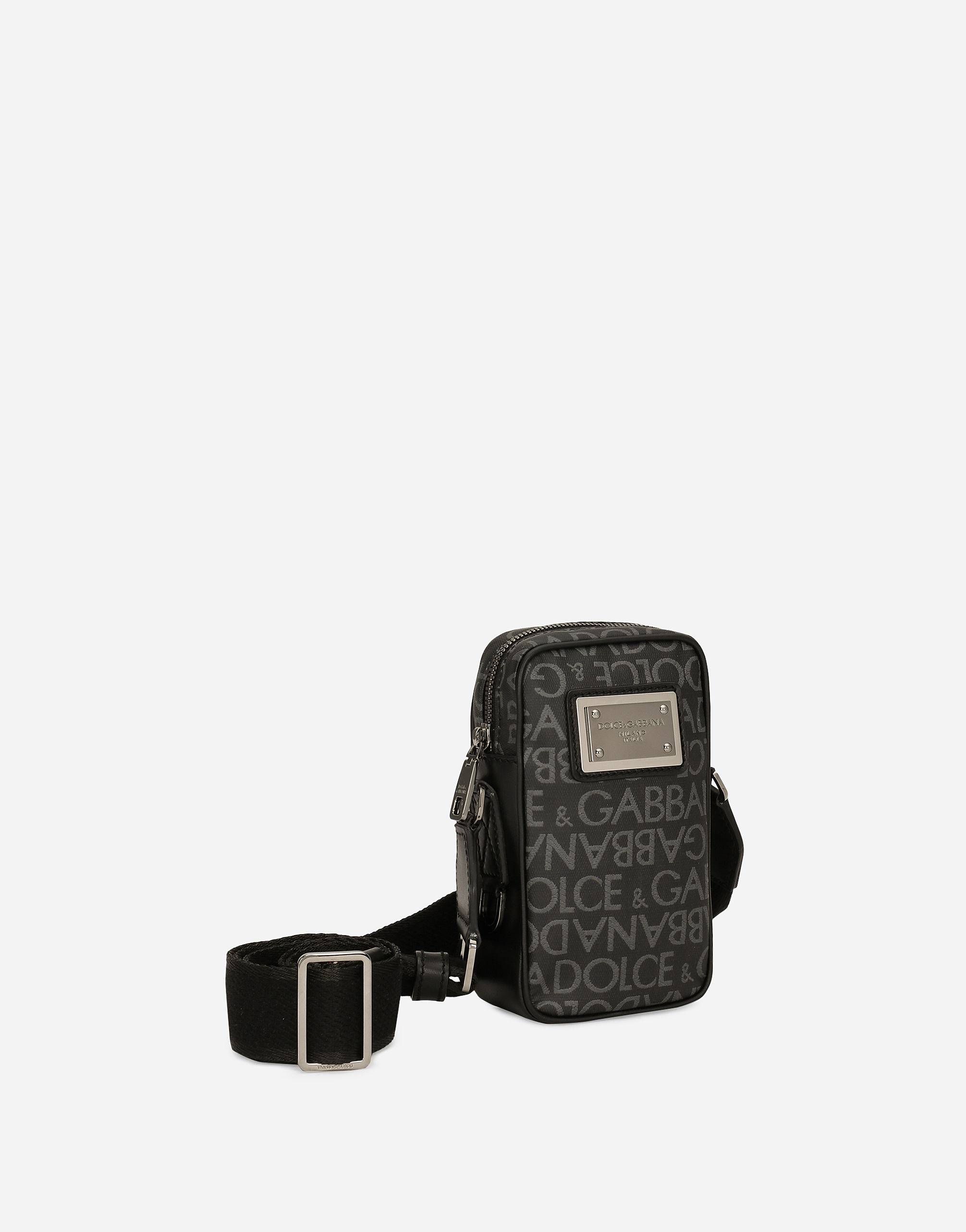 DOLCE & GABBANA SMALL COATED JACQUARD CROSSBODY BAG
