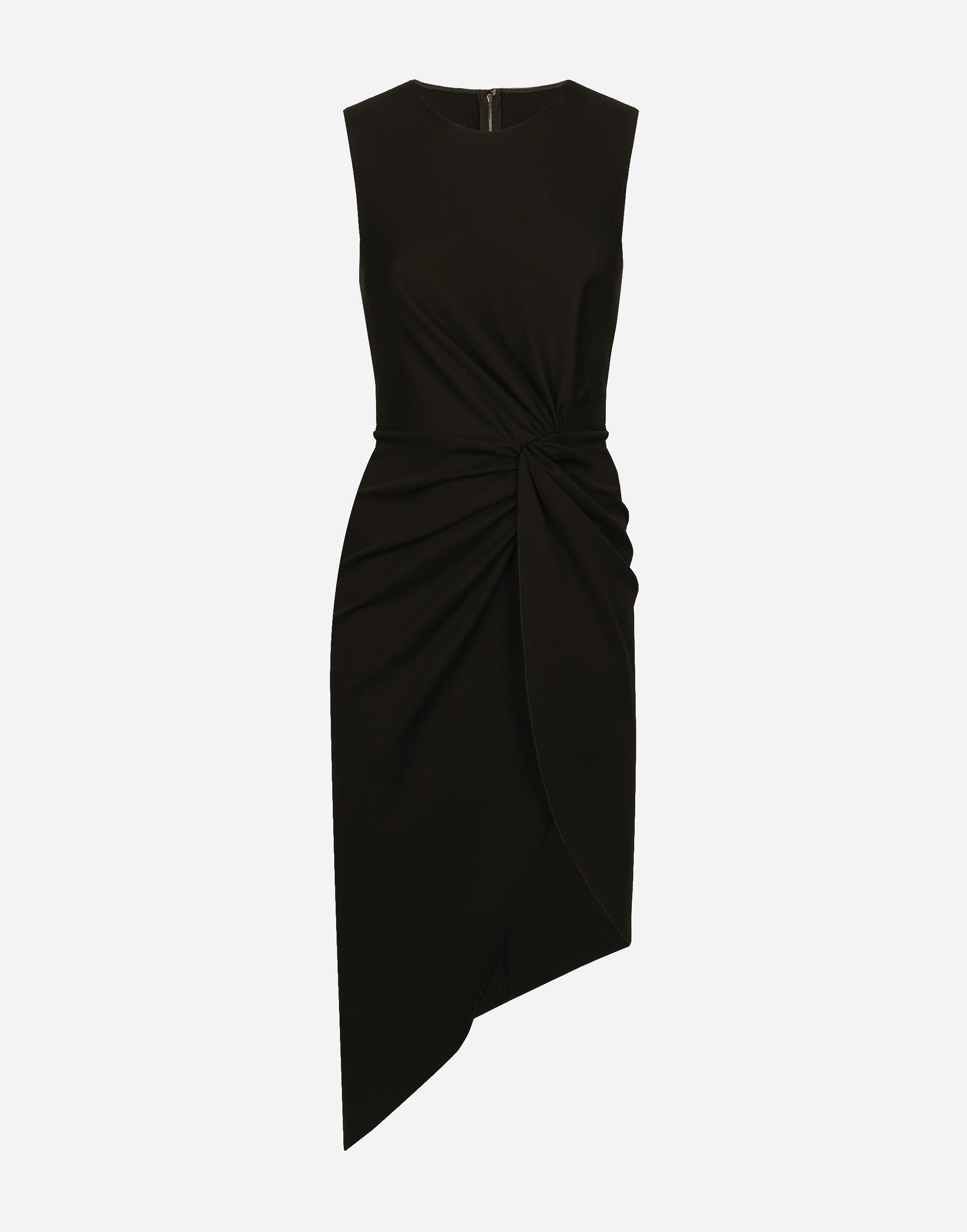 Dolce & Gabbana Calf-length Dress In Jersey Milano Rib With Draping - Woman Dresses Black Viscose
