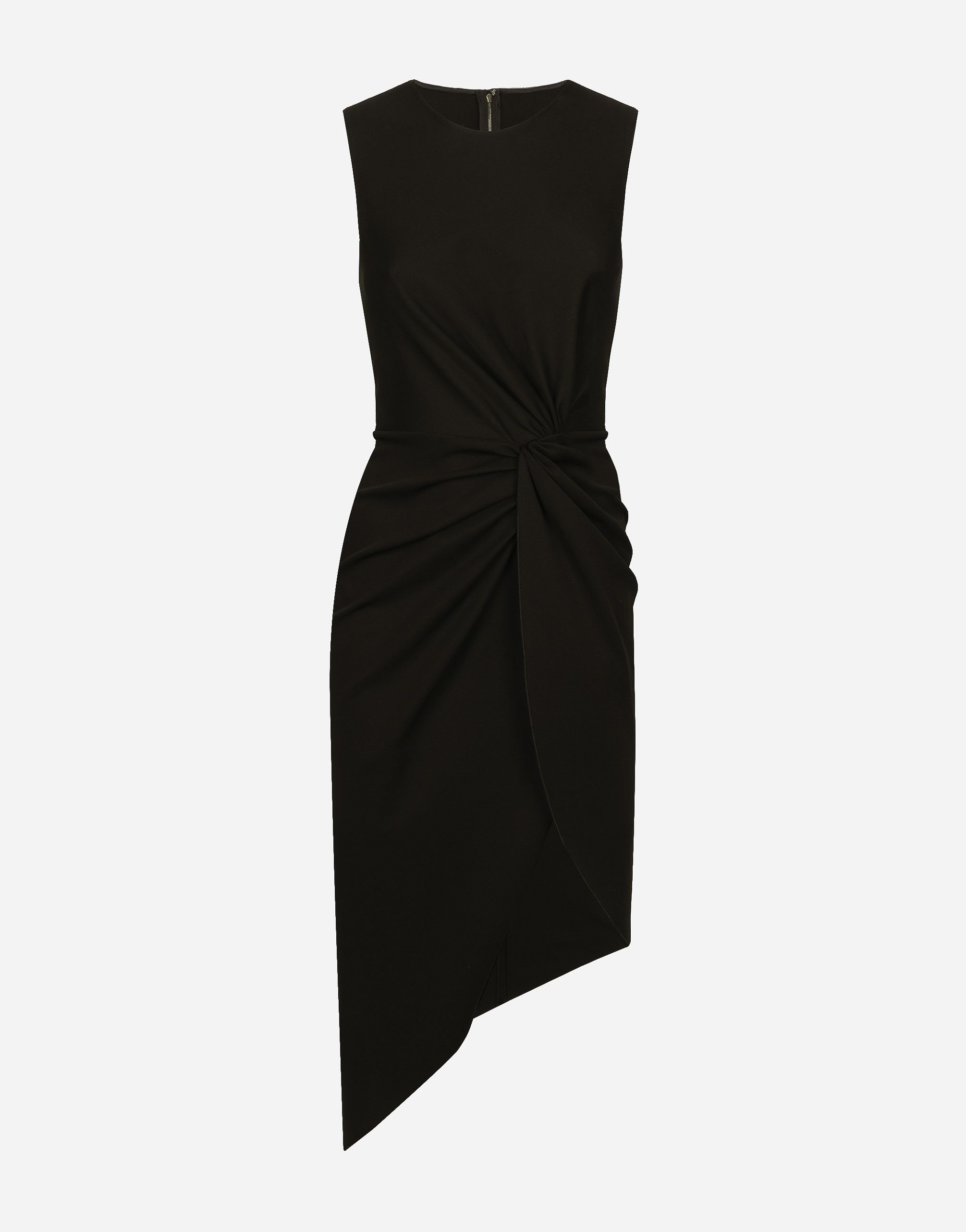 Dolce & Gabbana Calf-length Dress In Jersey Milano Rib With Draping - Woman Dresses Black Viscose