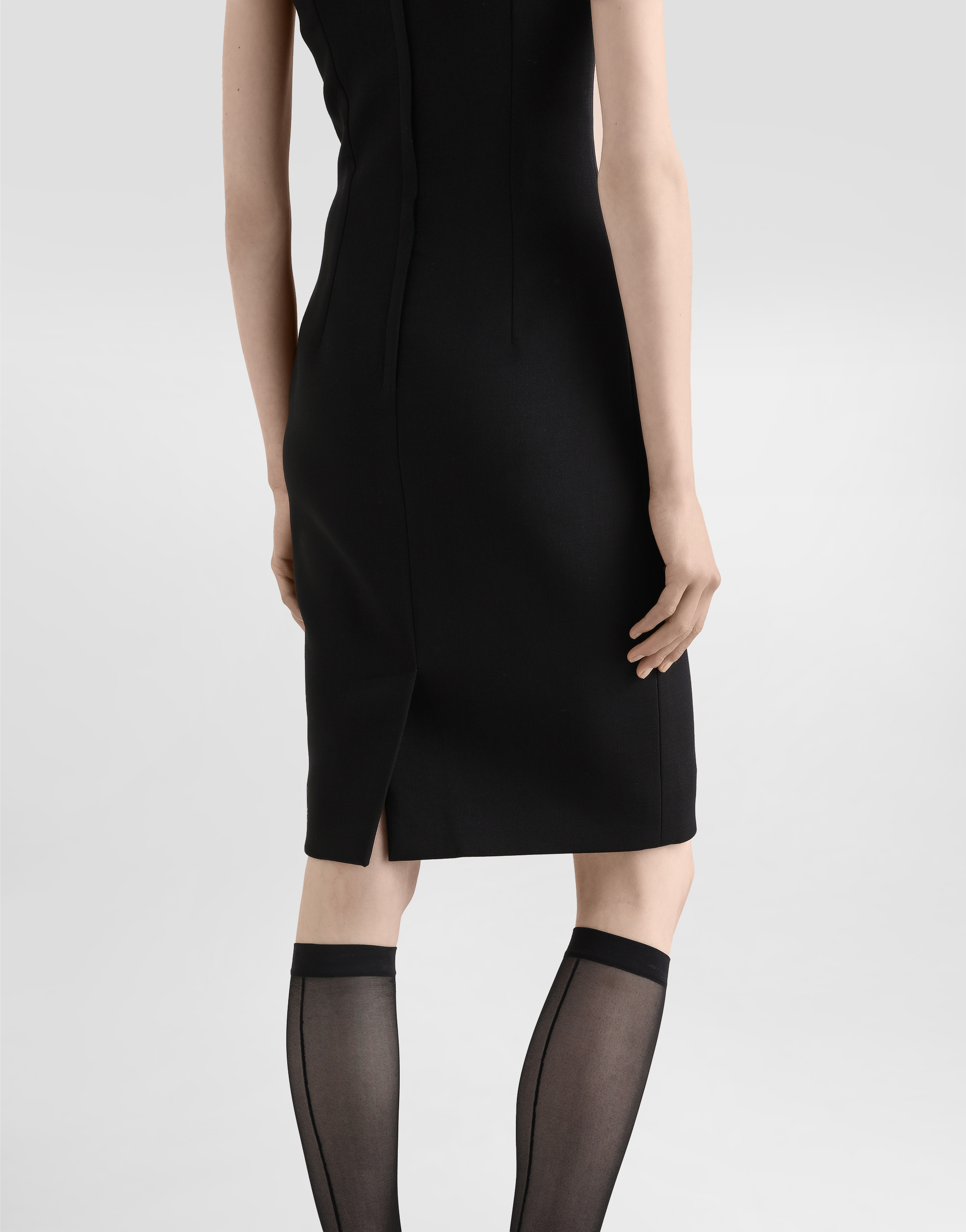 Dolce & Gabbana Wool Calf-length Sheath Dress In Black