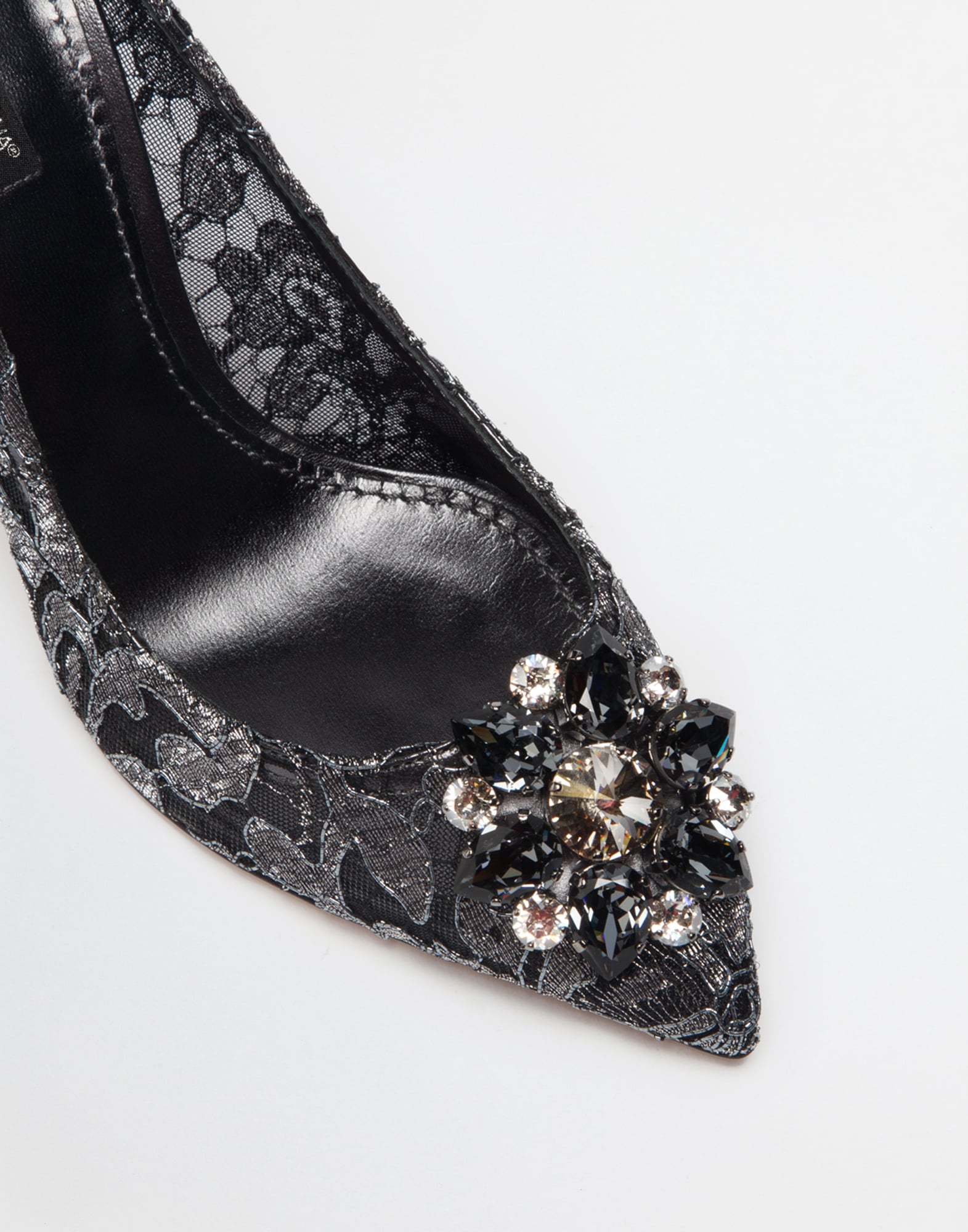  Dolce & Gabbana Escarpins Rainbow En Dentelle Lurex Avec Broche - Femme Escarpins Et Slingbacks Gris 36 